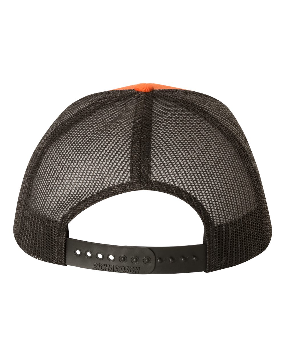 Rear View of Orange/ Black Snapback Trucker Cap - 112