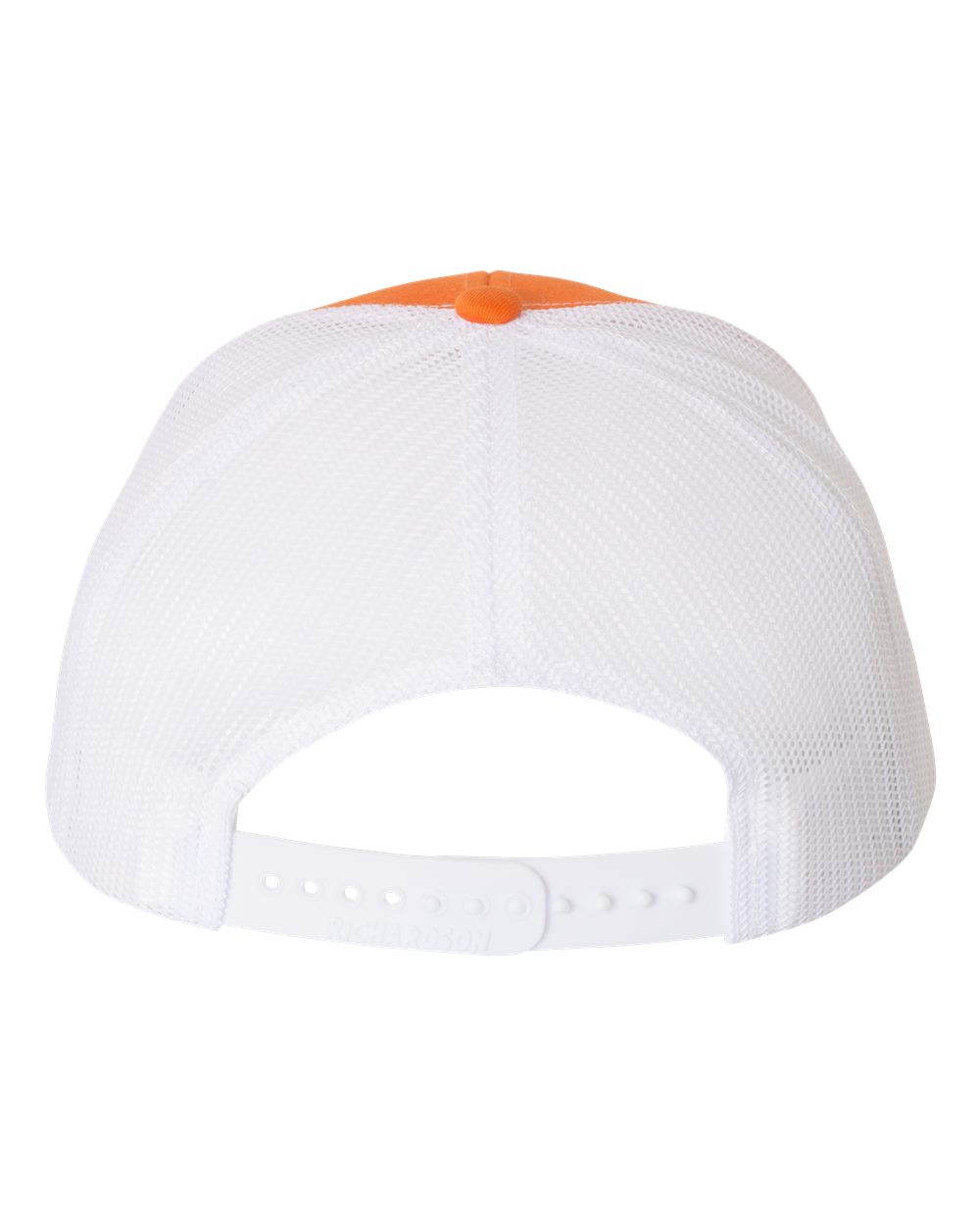 Rear View of Orange/ White Snapback Trucker Cap - 112