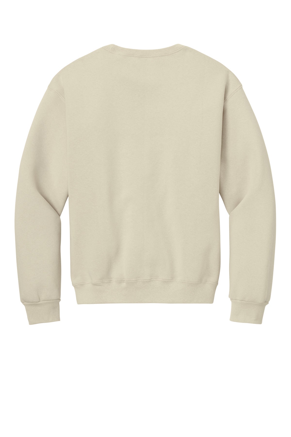 Rear View of Putty Jerzees Rugged Unisex Crewneck Sweatshirt C12M