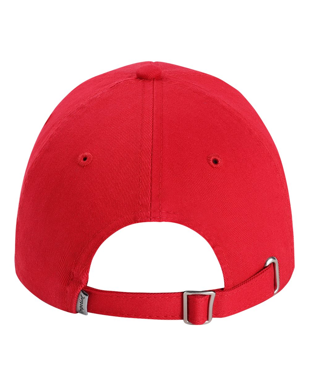 Rear View of Red The Original Buckle Dad Hat - X210B