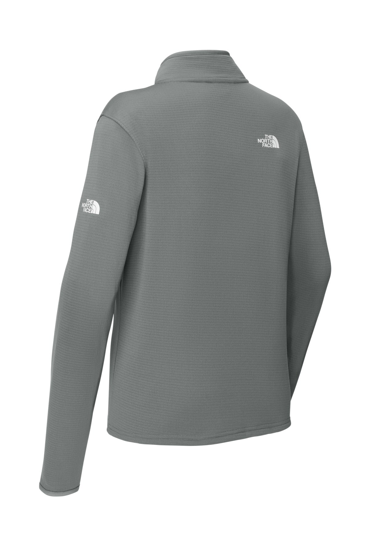 Rear View of SmokedPrGy The North Face Women's Aim 1/4-Zip Fleece NF0A8FQK
