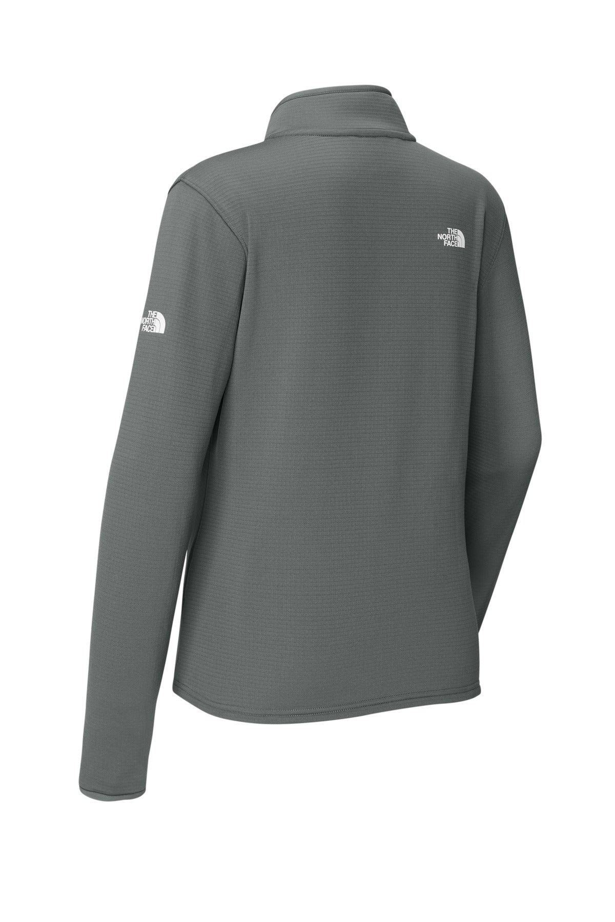 Rear View of SmokedPrGy The North Face Women's Aim Full-Zip Fleece Jacket NF0A8FQJ