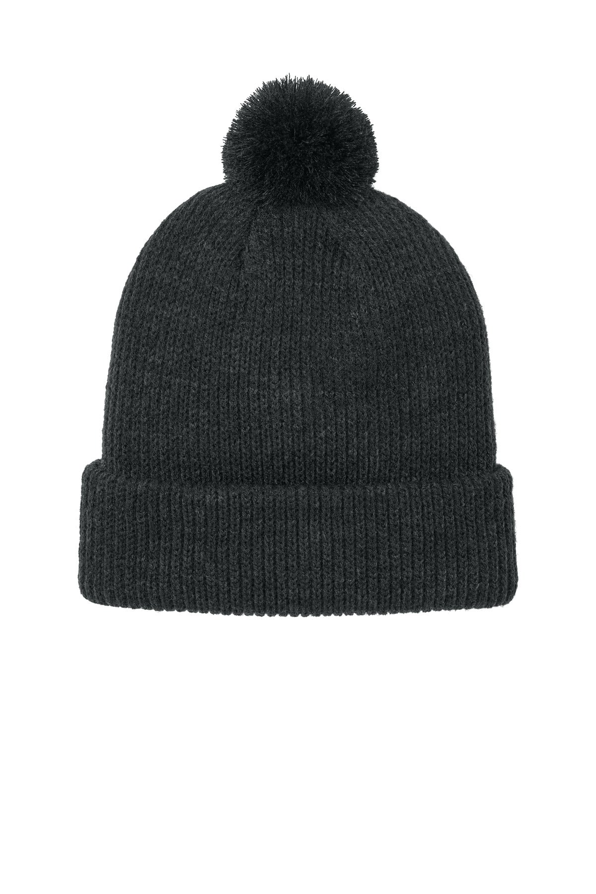 Rear View of TNFBlkHthr The North Face Pom Beanie NF0A7RGI