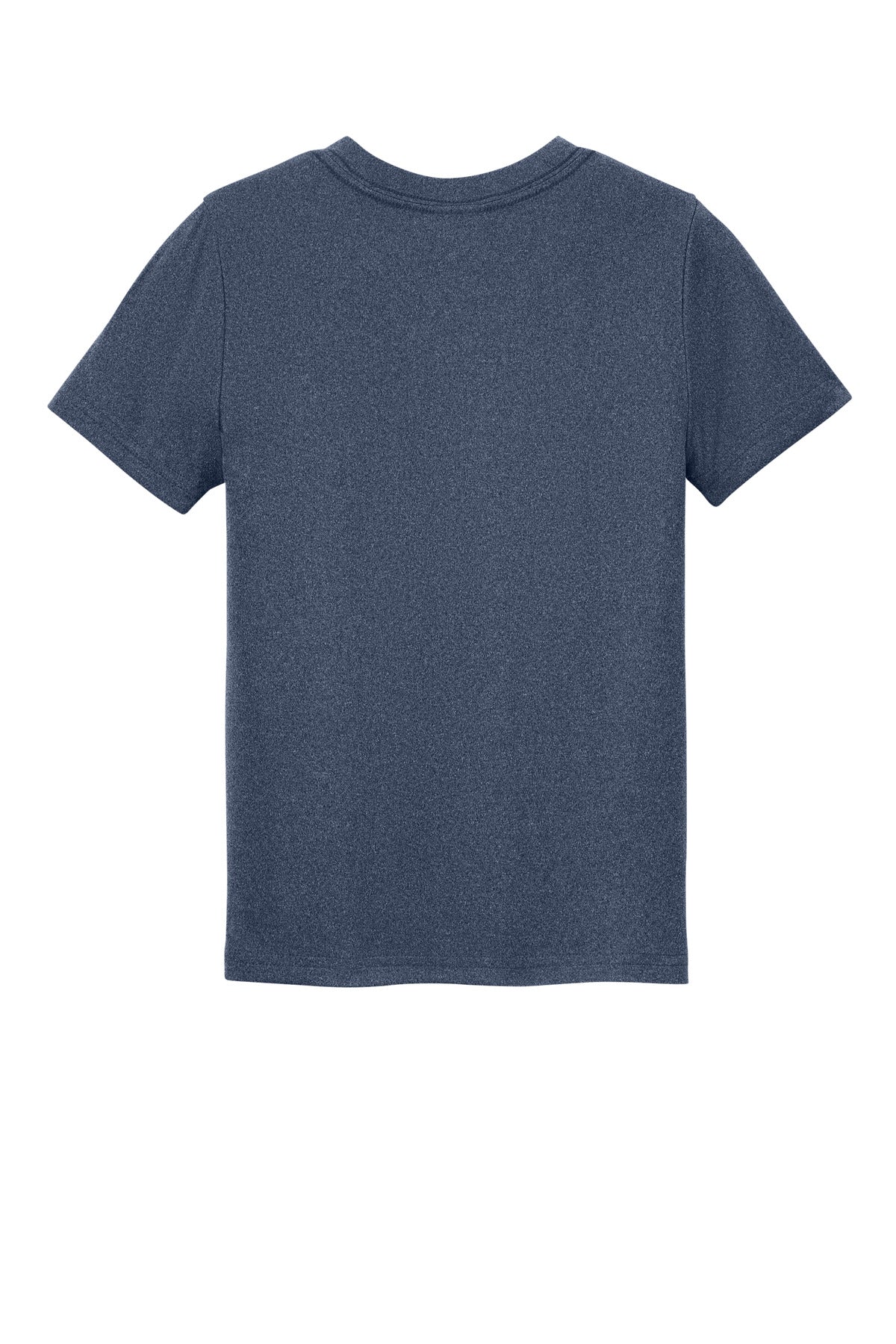 Rear View of TrNvyHthr Port & Co Youth Heather Performance Tee PC390Y