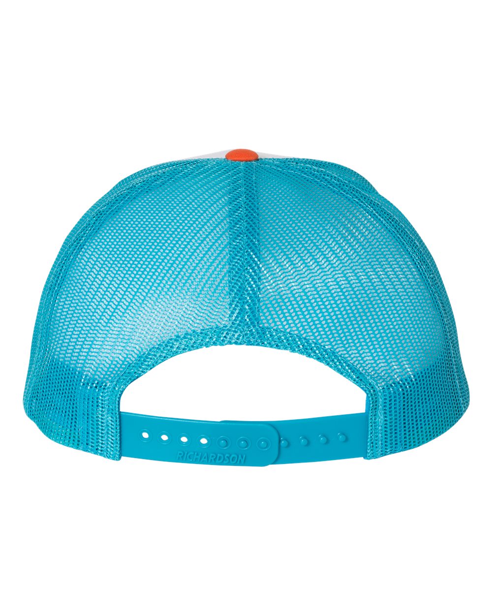 Rear View of White/ Blue Hawaiin/ Pale Orange Low Pro Trucker Cap - 115