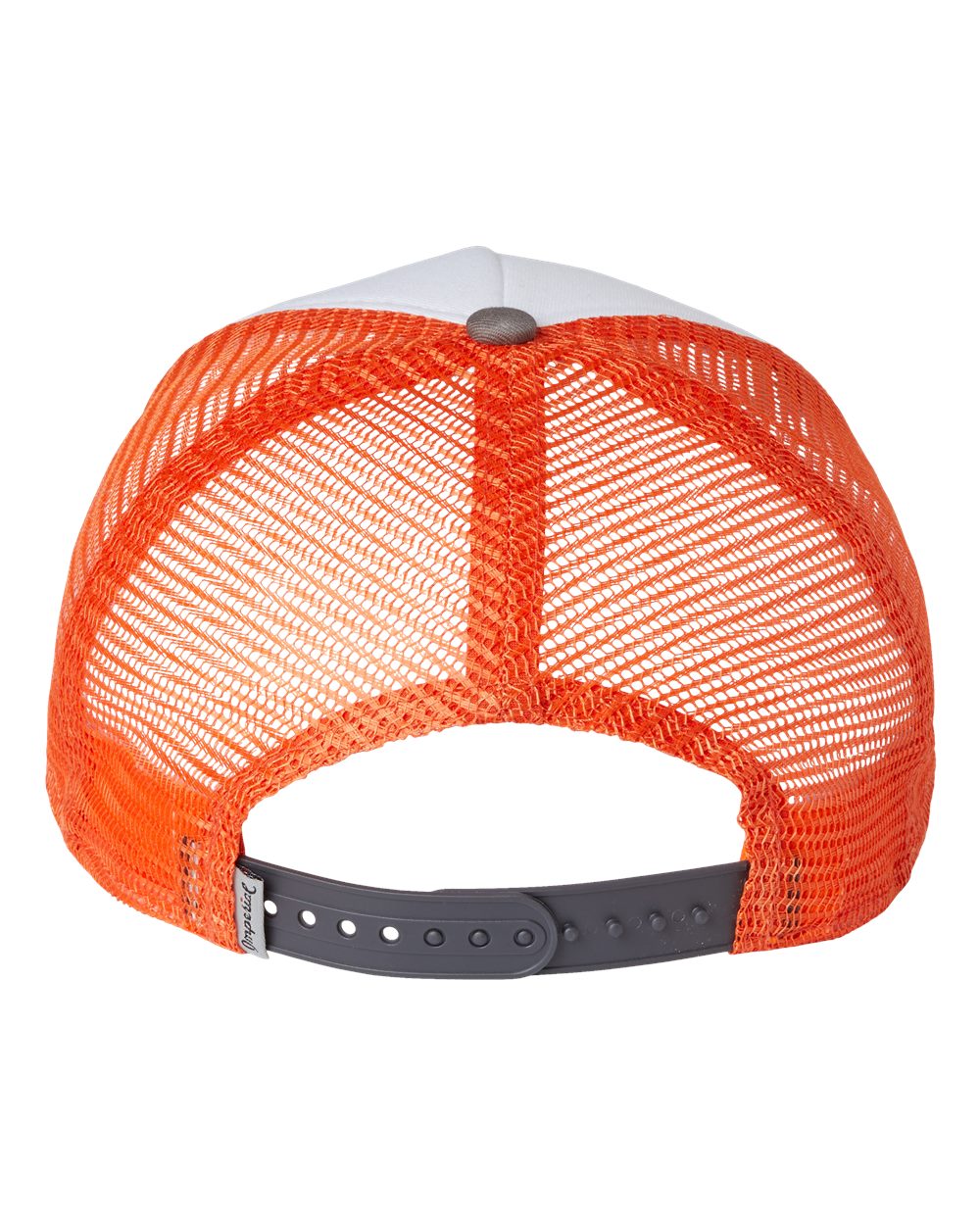 Rear View of White/ Charcoal/ Orange North Country Trucker Cap - 1287