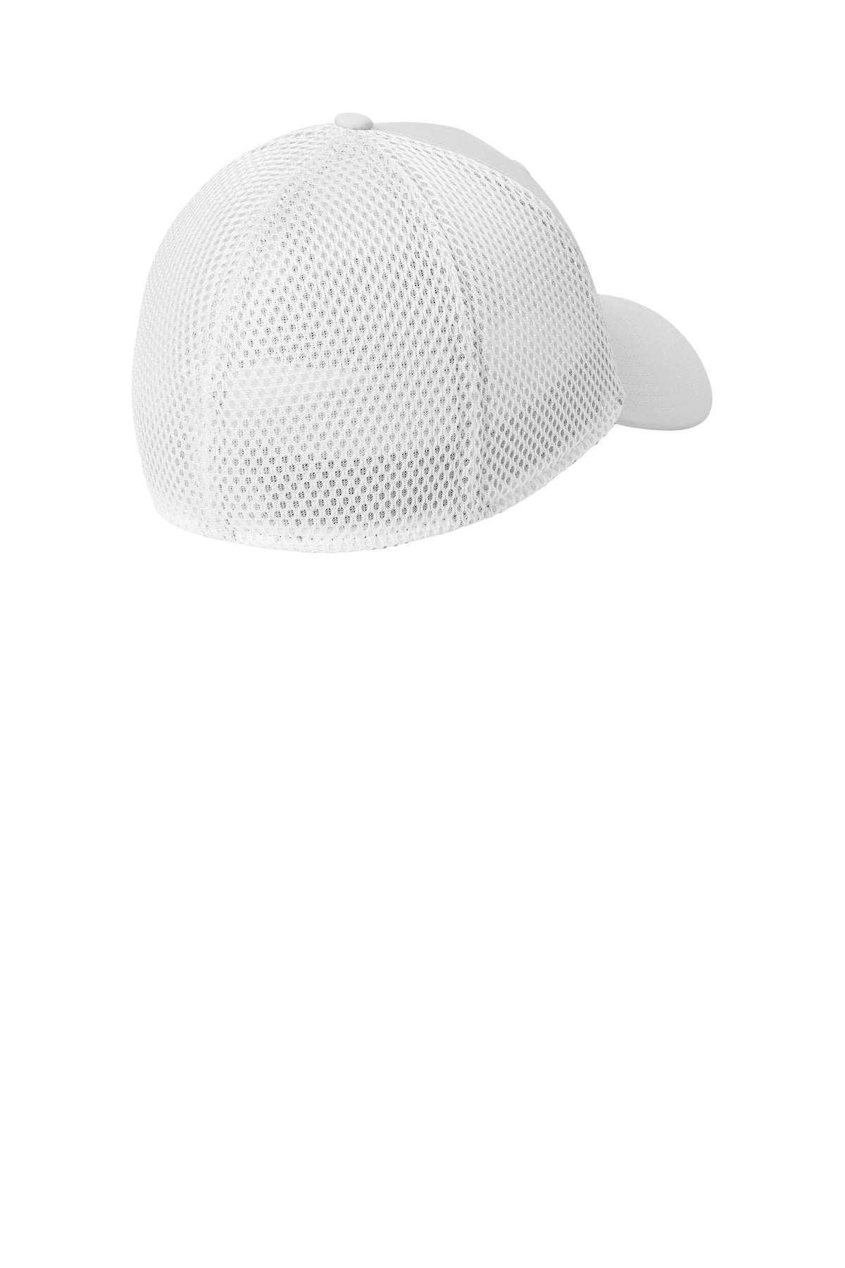 Rear View of White New Era 39THIRTY Performance Stretch Mesh Cap NE1130