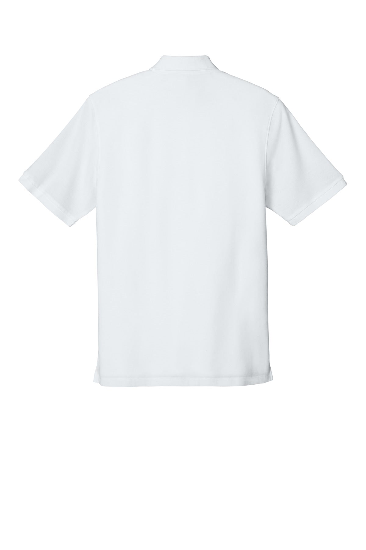 Rear View of White Port Authority Tall Wearever Signature Pique Polo TLK200