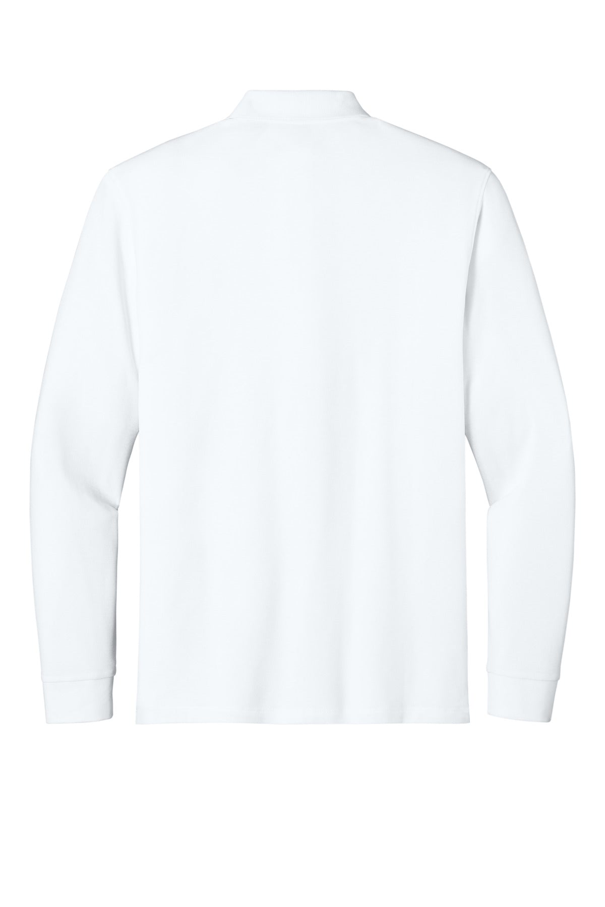 Rear View of White Port Authority Wearever Signature Pique Long Sleeve Polo K200LS