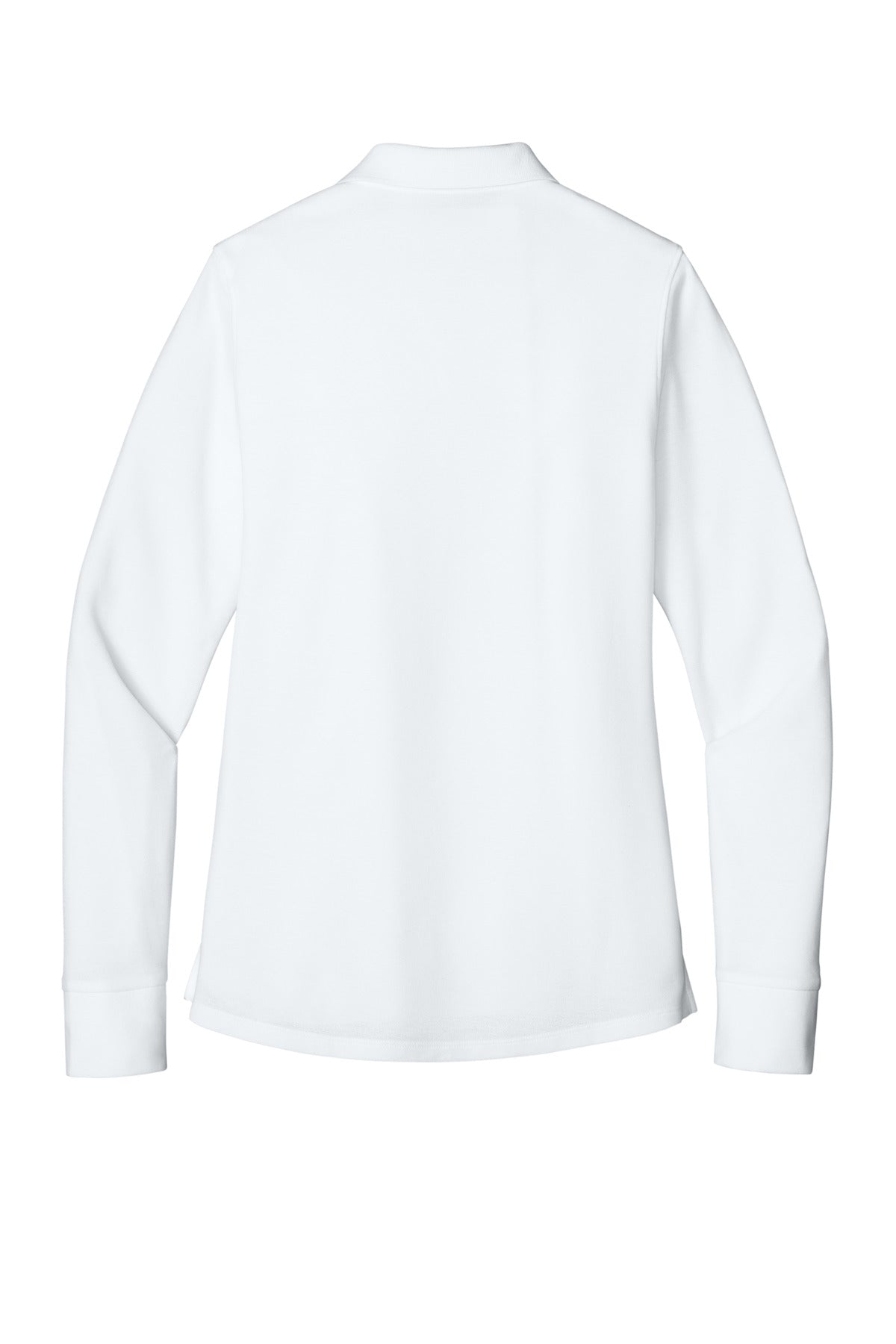Rear View of White Port Authority Women's Wearever Signature Pique Long Sleeve Polo LK200LS