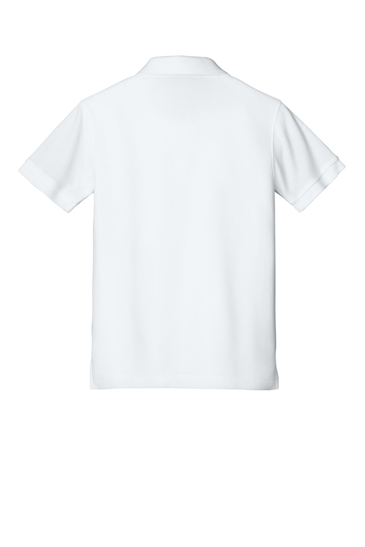 Rear View of White Port Authority Youth Wearever Signature Pique Polo Y200