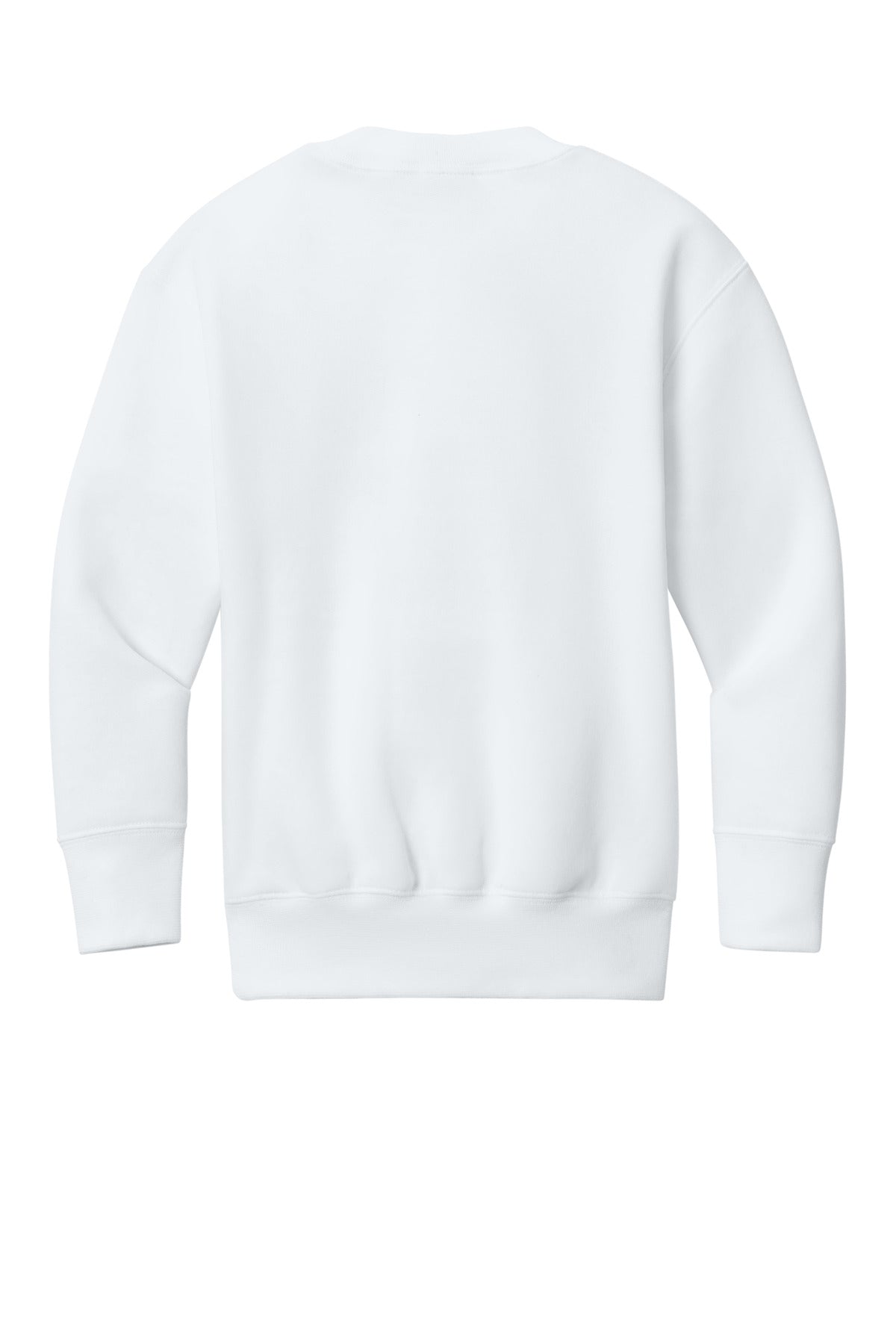 Rear View of White Port & Co Youth Core Fleece Crewneck Pocket Sweatshirt PC78YPKT