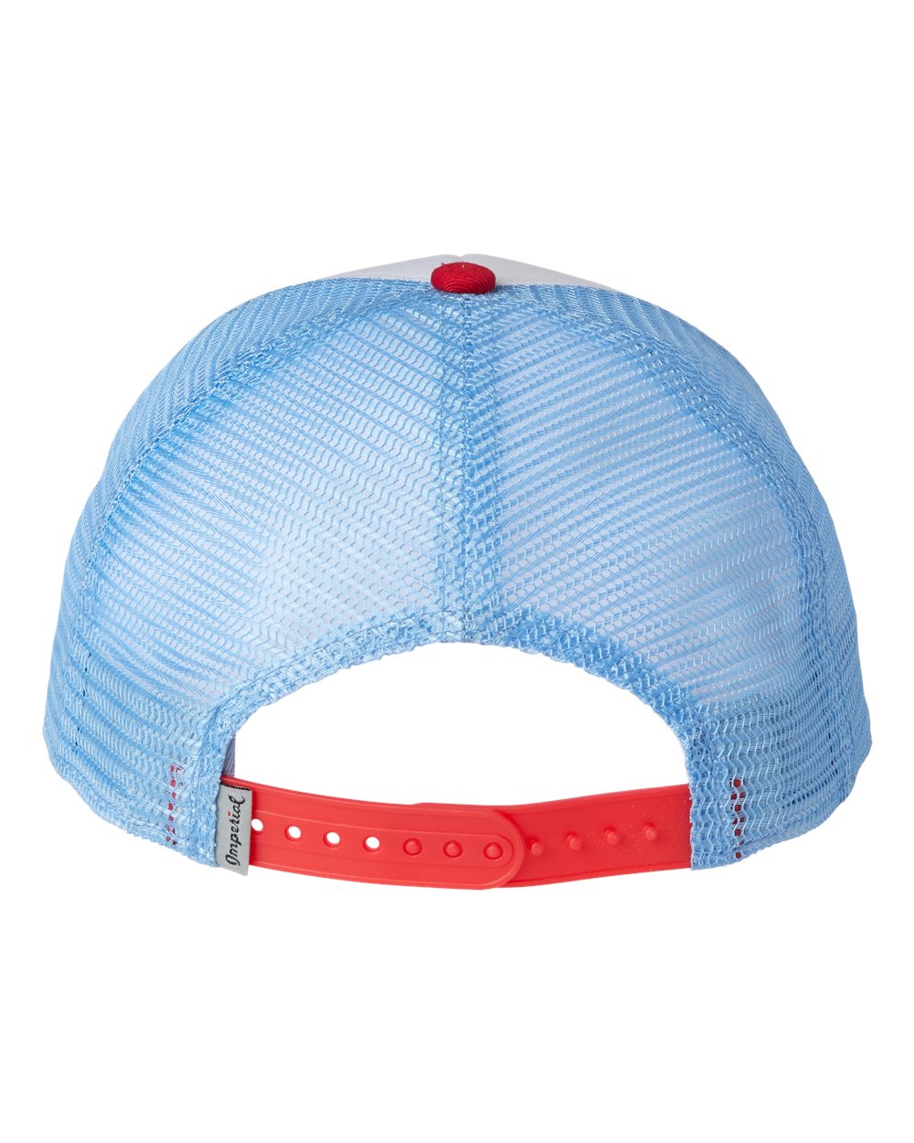 Rear View of White/ Red/ Sky Blue North Country Trucker Cap - 1287