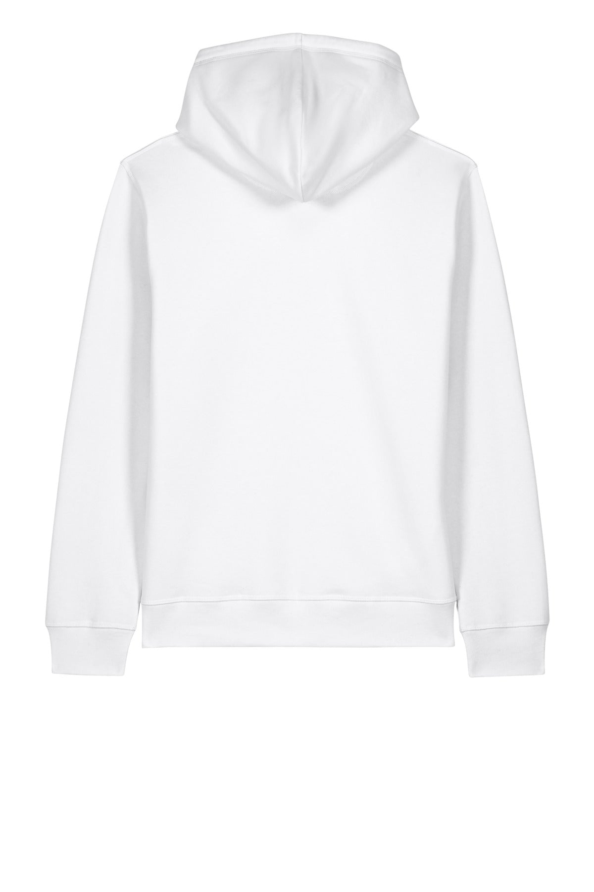 Rear View of White Stanley/Stella Unisex Sounder Hooded Sweatshirt SXU012