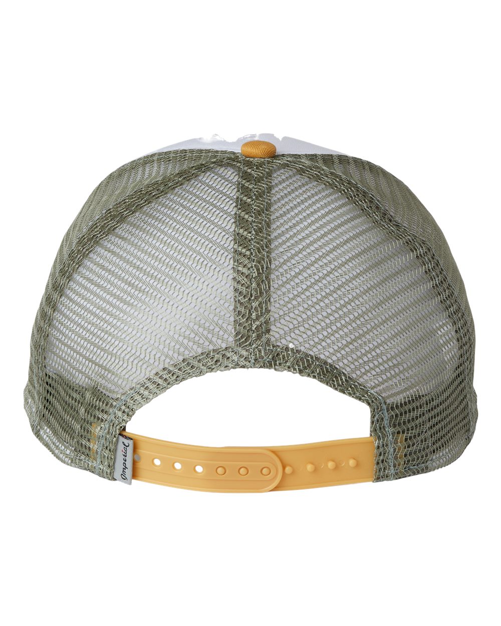 Rear View of White/ Wheat/ Elmwood North Country Trucker Cap - 1287