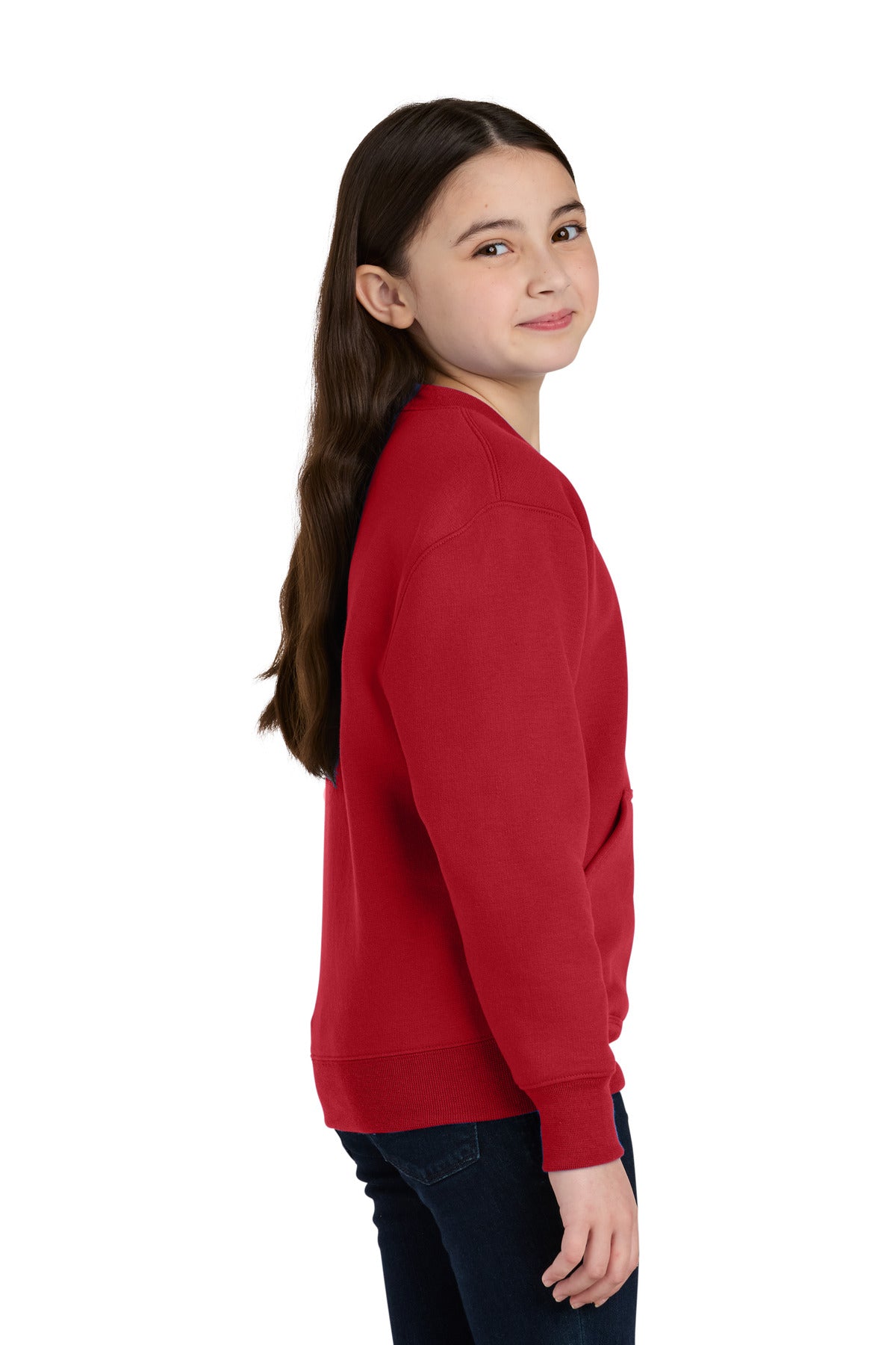 Red Port & Co Youth Core Fleece Crewneck Pocket Sweatshirt PC78YPKT