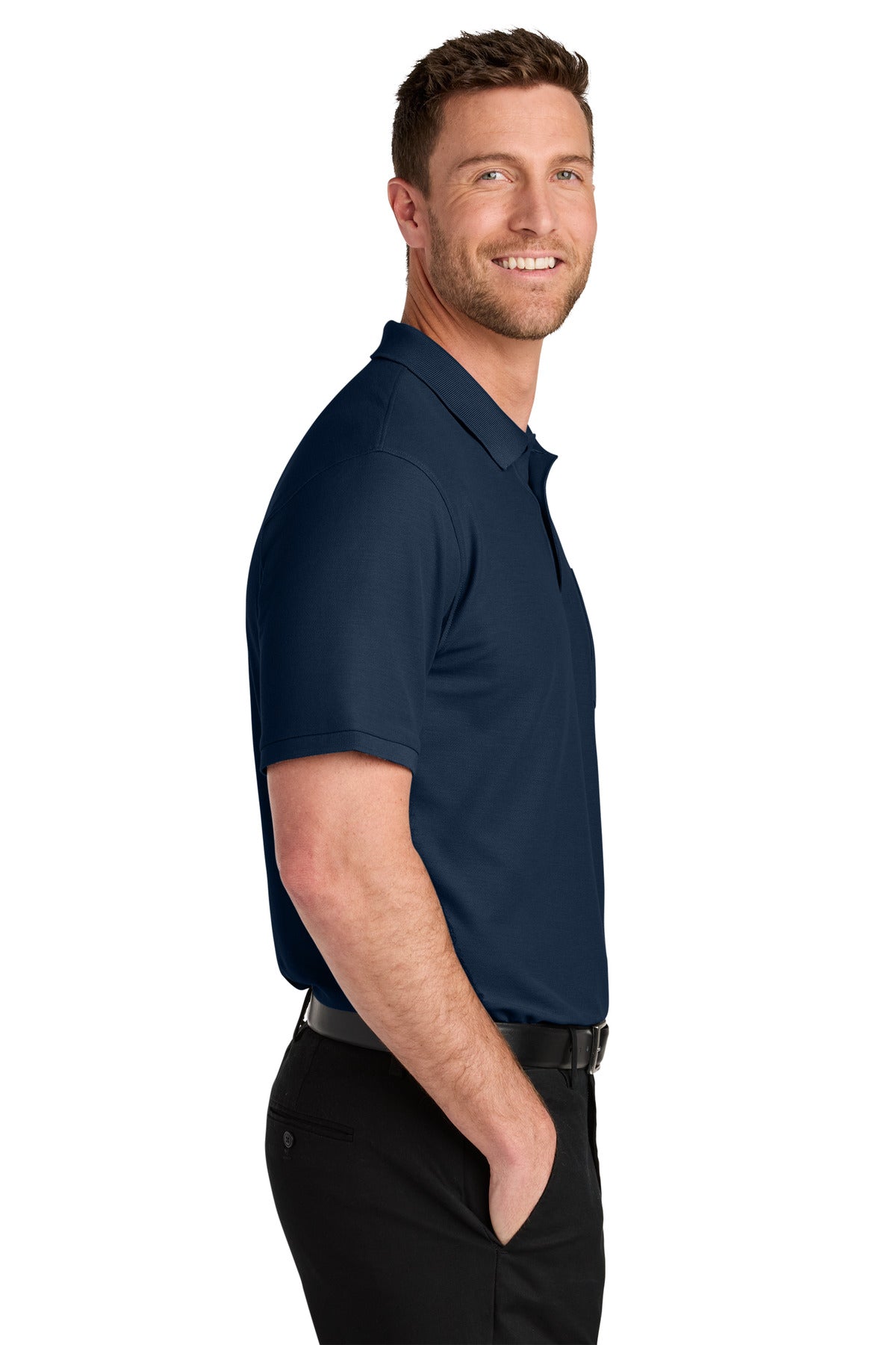 RiverBlNv Port Authority Wearever Signature Pique Pocket Polo K200P