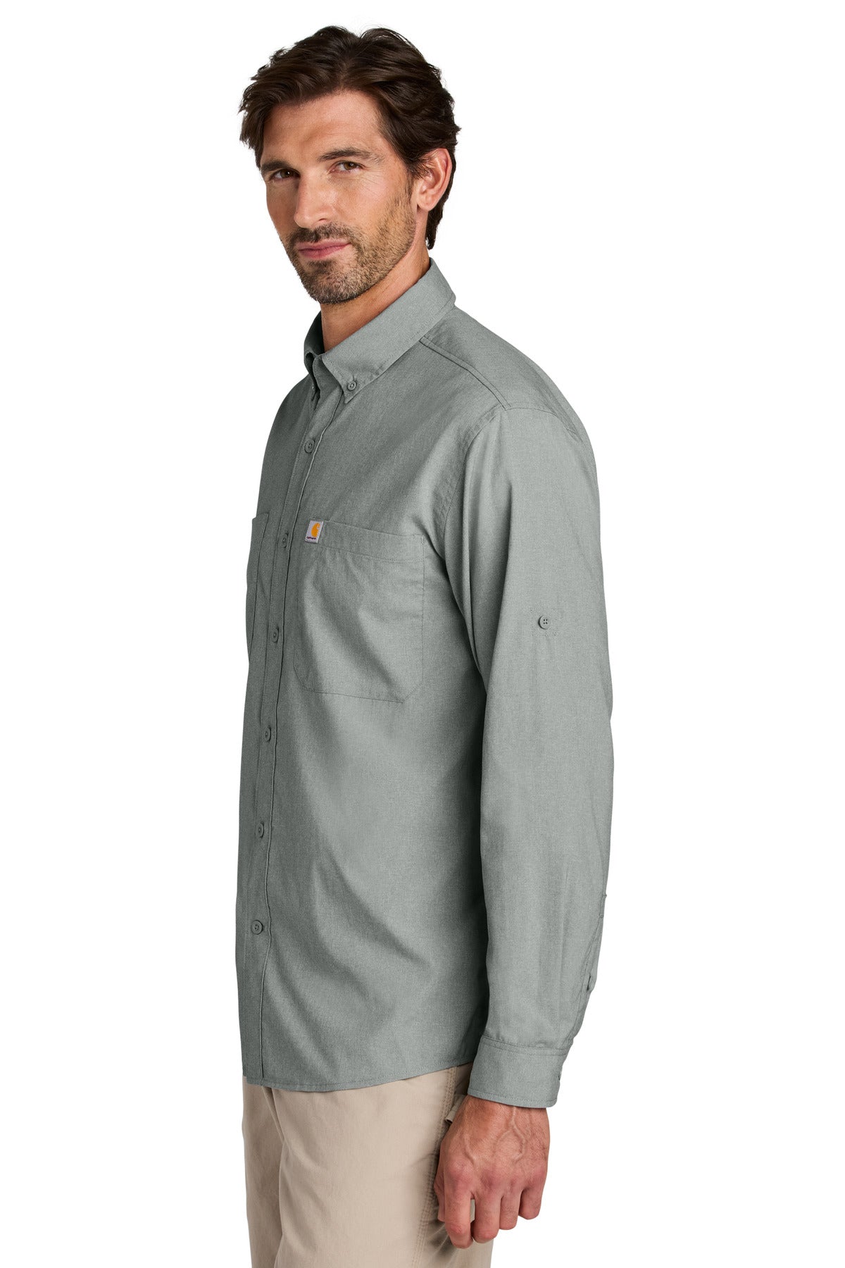 Steel Carhartt Force Sun Defender Long Sleeve Shirt CT107106