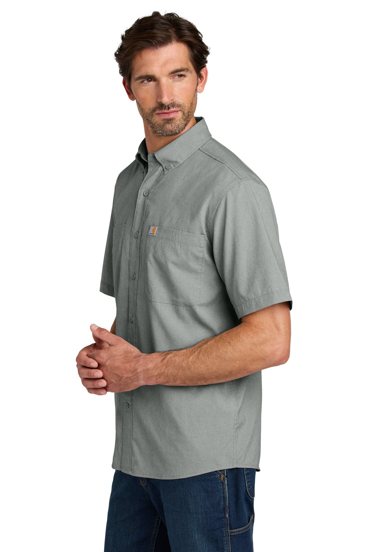 Steel Carhartt Force Sun Defender Short Sleeve Shirt CT107107