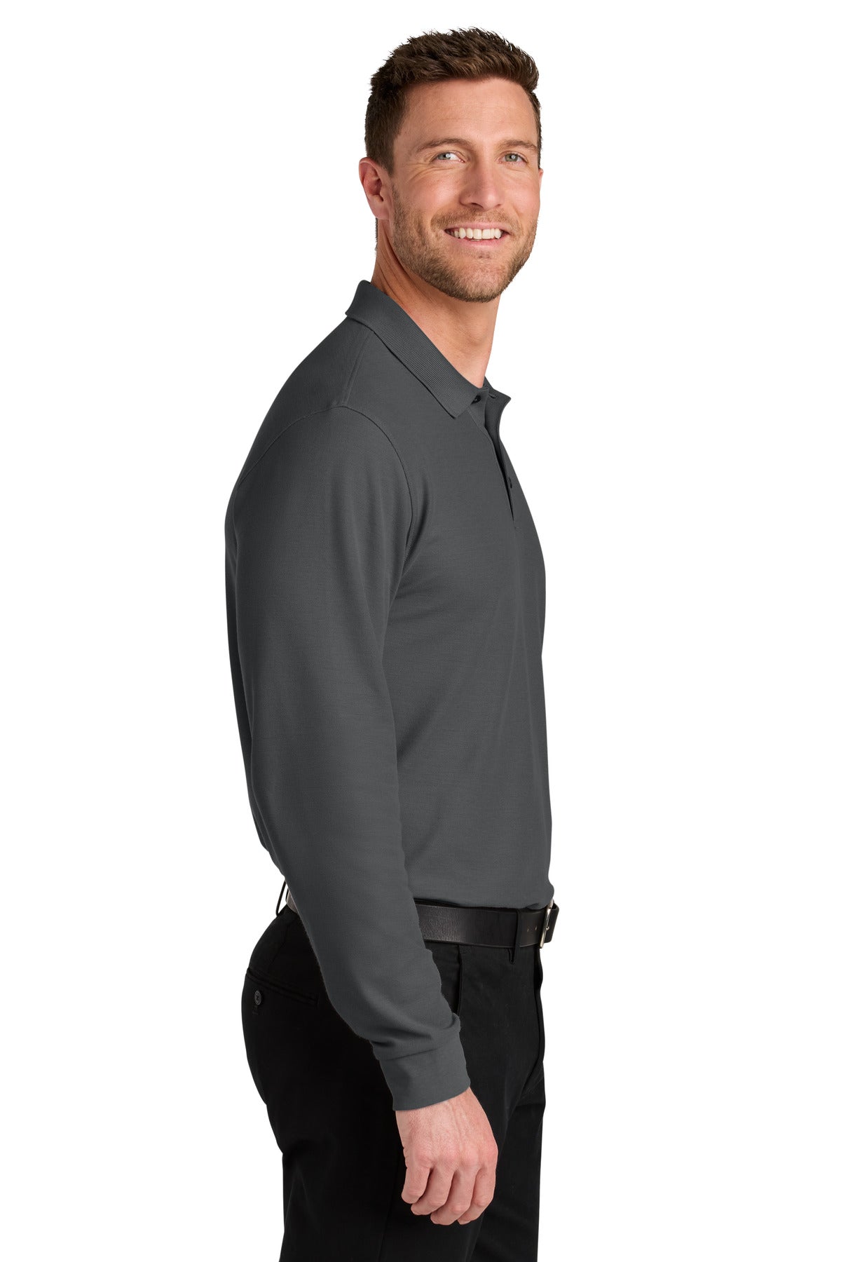 StormGrey Port Authority Wearever Signature Pique Long Sleeve Polo K200LS