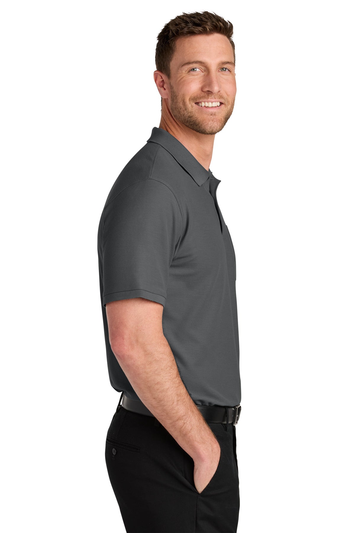 StormGrey Port Authority Wearever Signature Pique Pocket Polo K200P