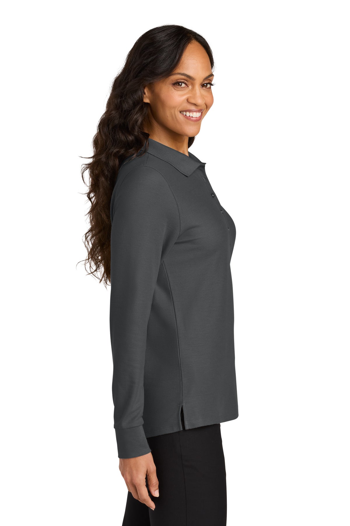 StormGrey Port Authority Women's Wearever Signature Pique Long Sleeve Polo LK200LS
