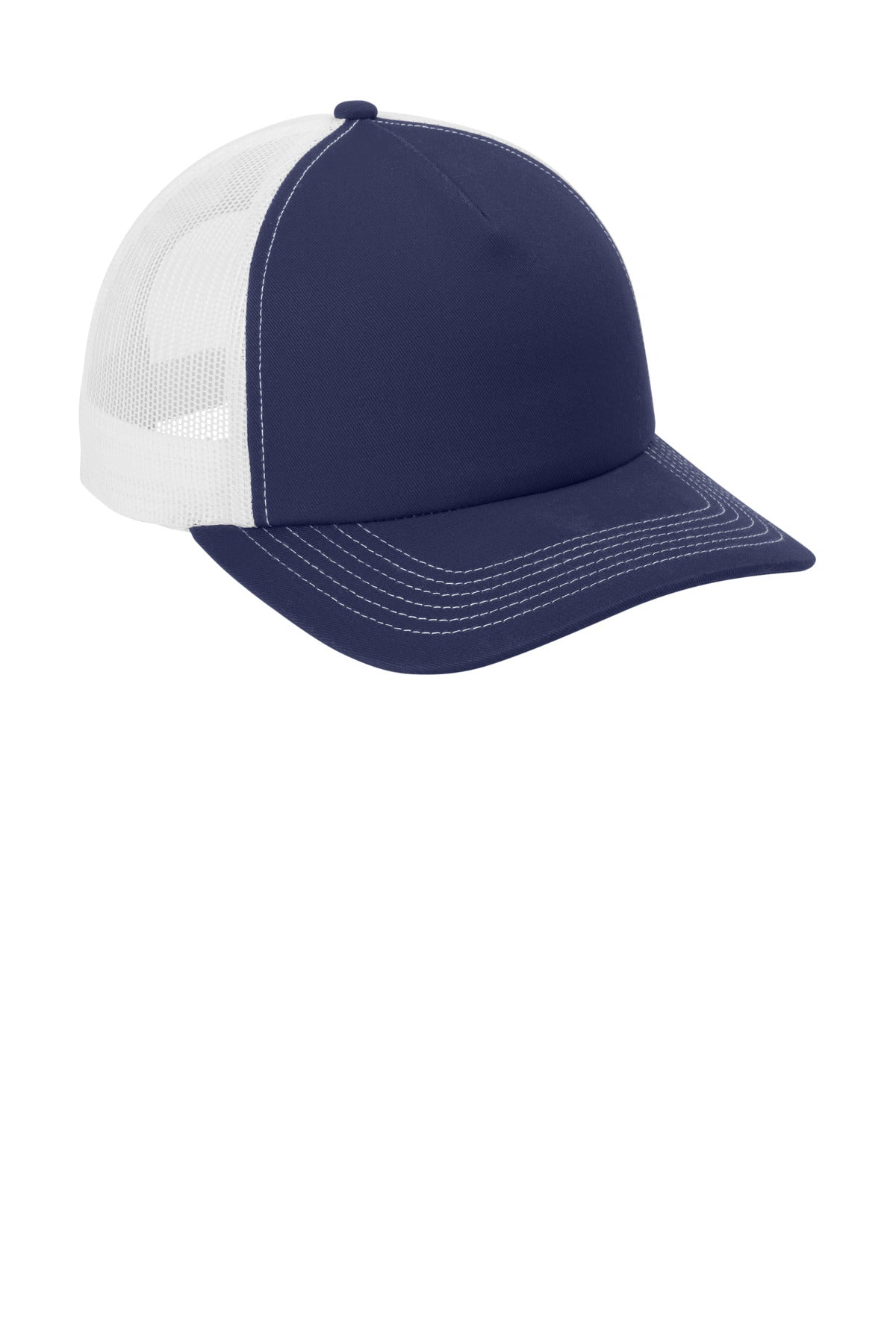 TrNv/White Port Authority Low-Profile Snapback 5-Panel Trucker Cap C405LP