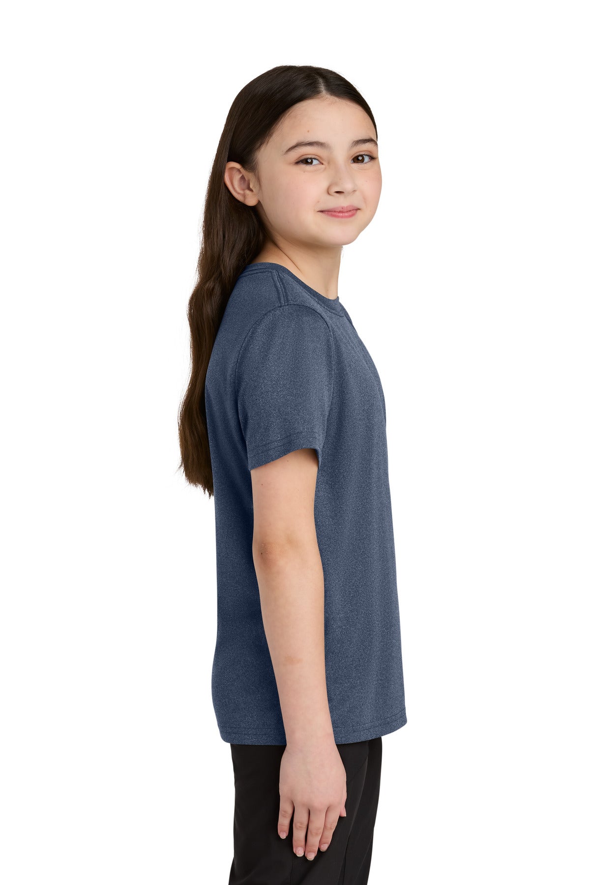 TrNvyHthr Port & Co Youth Heather Performance Tee PC390Y