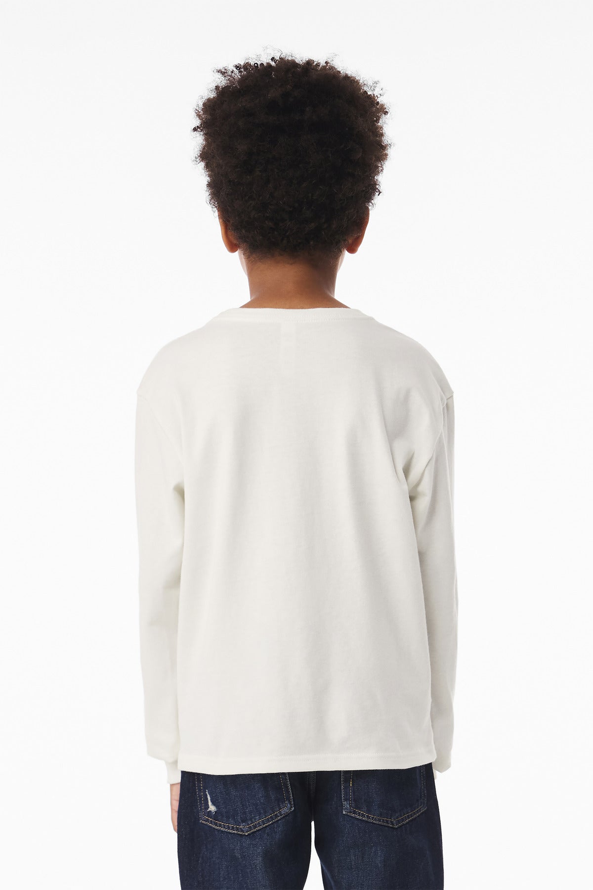 VtgWhite BELLA+CANVAS Youth 6-Ounce Heavyweight Long Sleeve Tee BC3511Y