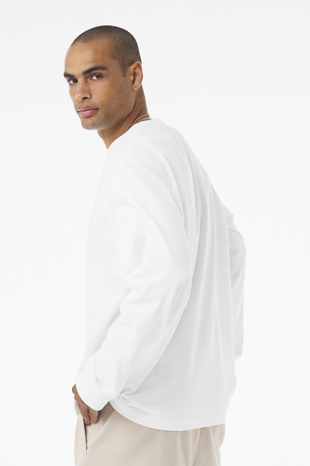 White BELLA+CANVAS Unisex 7.5-Ounce Heavyweight Long Sleeve Tee BC4651