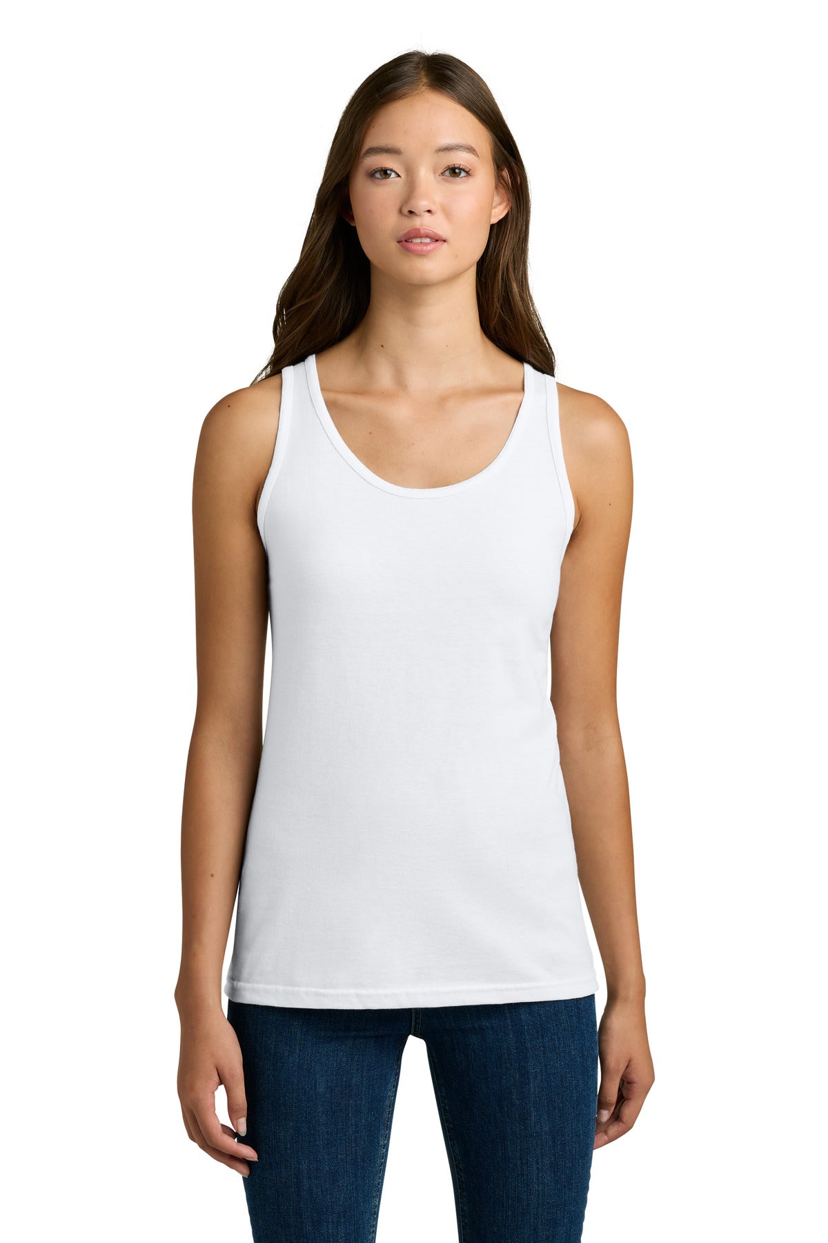 White Gildan Softstyle Junior Fit Tank Top. 64200L