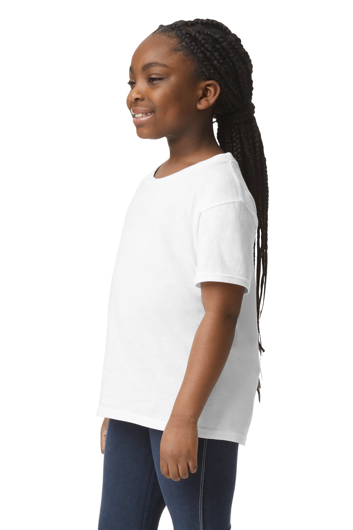 White Gildan Youth Light Cotton Tee 3000B