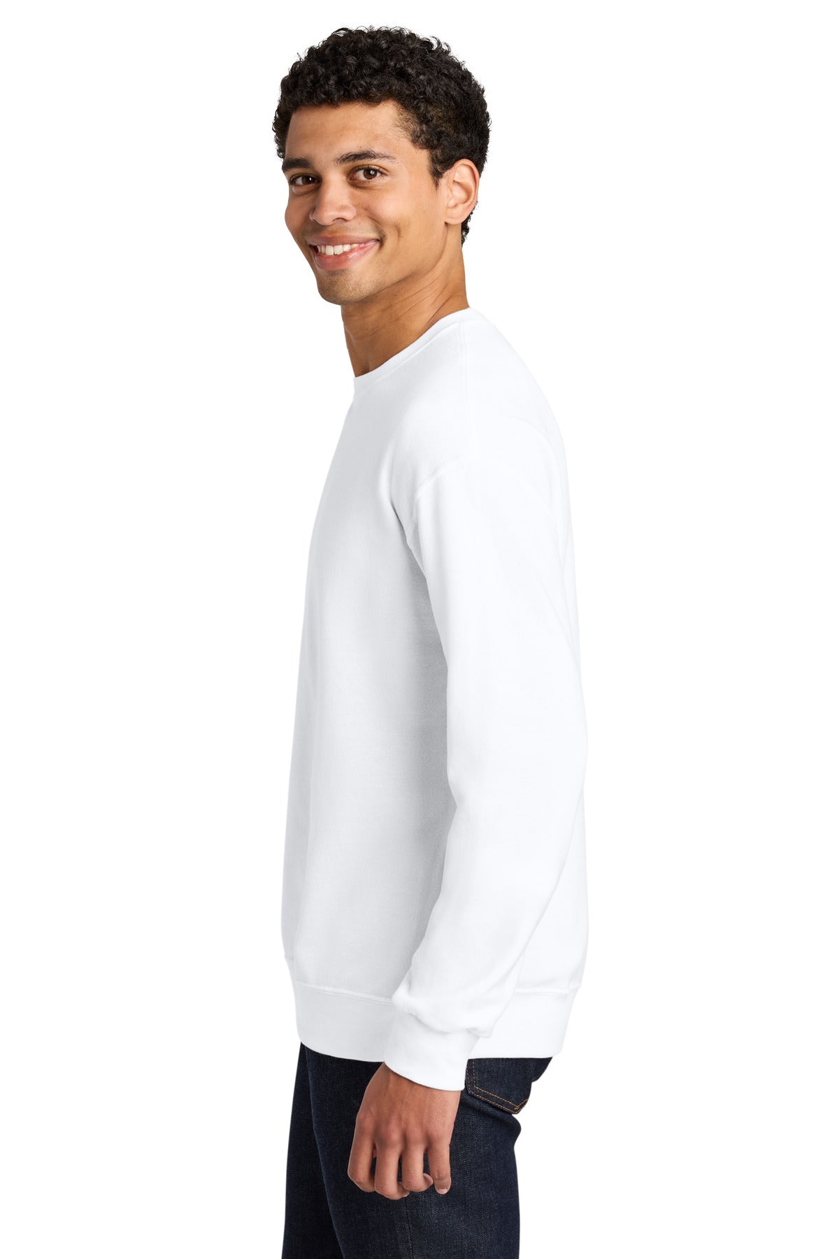 White Jerzees Ultimate Unisex CVC Ring Spun Crewneck Sweatshirt IC48M