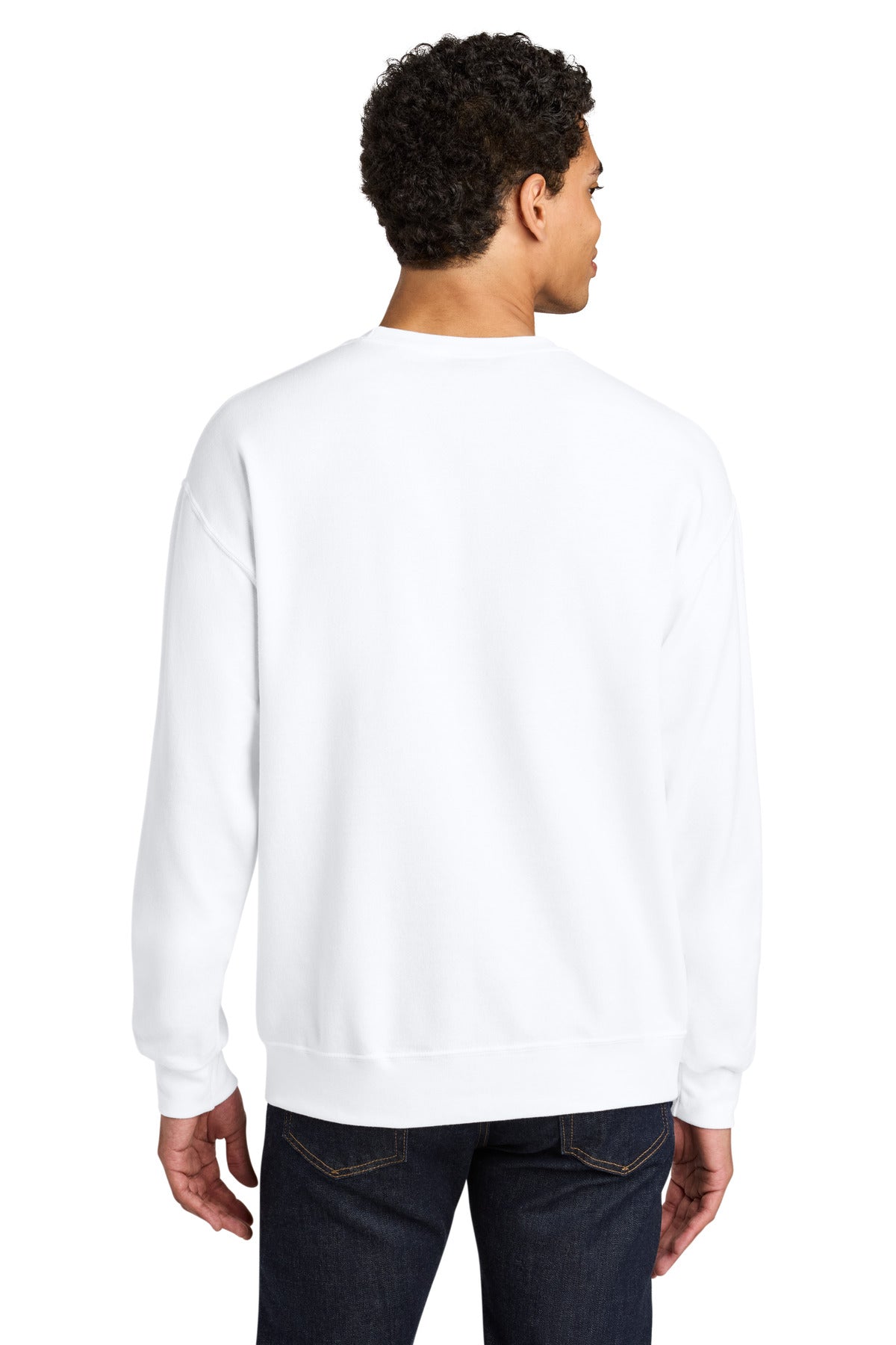 White Jerzees Ultimate Unisex CVC Ring Spun Crewneck Sweatshirt IC48M