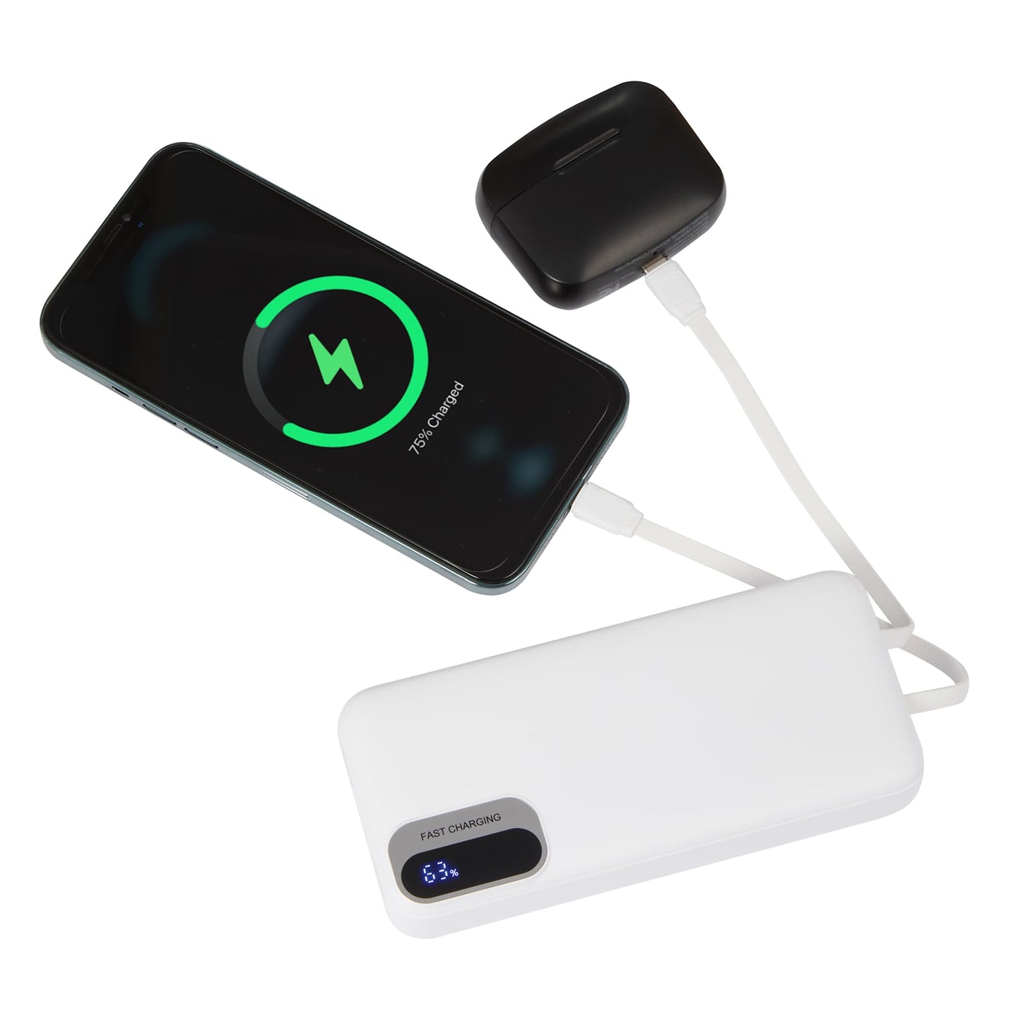 White Laptop Power 20,000 mAh PD Power Bank with Cables plain