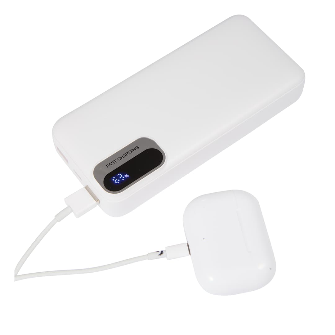 White Laptop Power 20,000 mAh PD Power Bank with Cables plain
