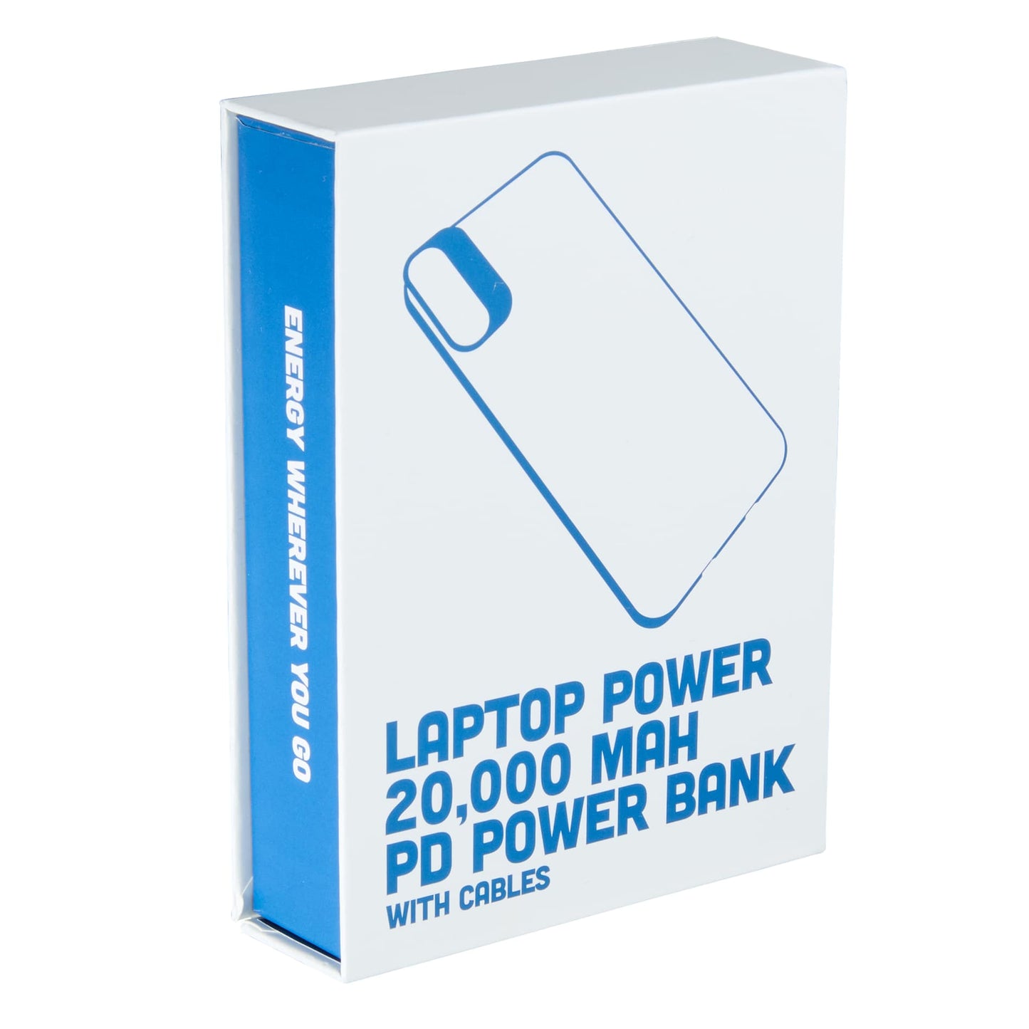White Laptop Power 20,000 mAh PD Power Bank with Cables