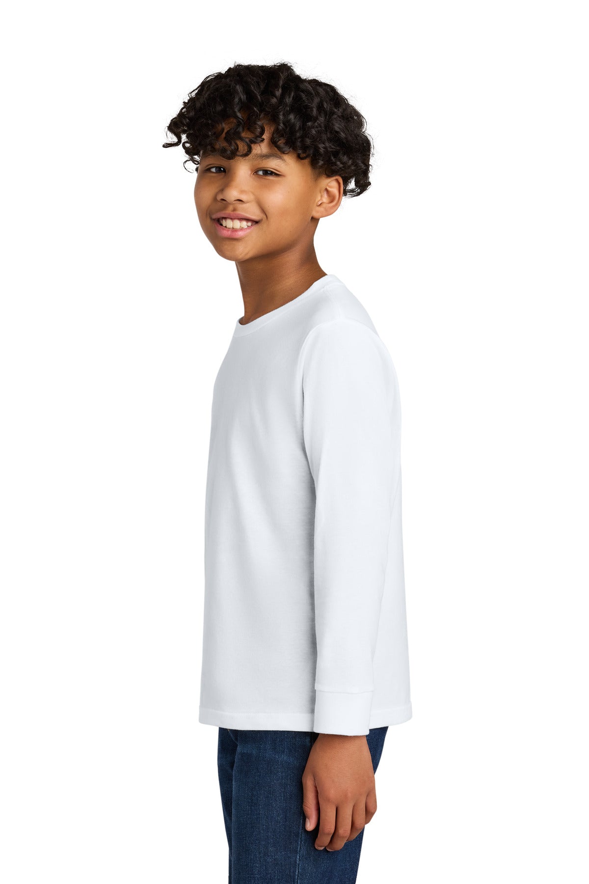 White Next Level Apparel Youth Cotton Long Sleeve Tee NL3311