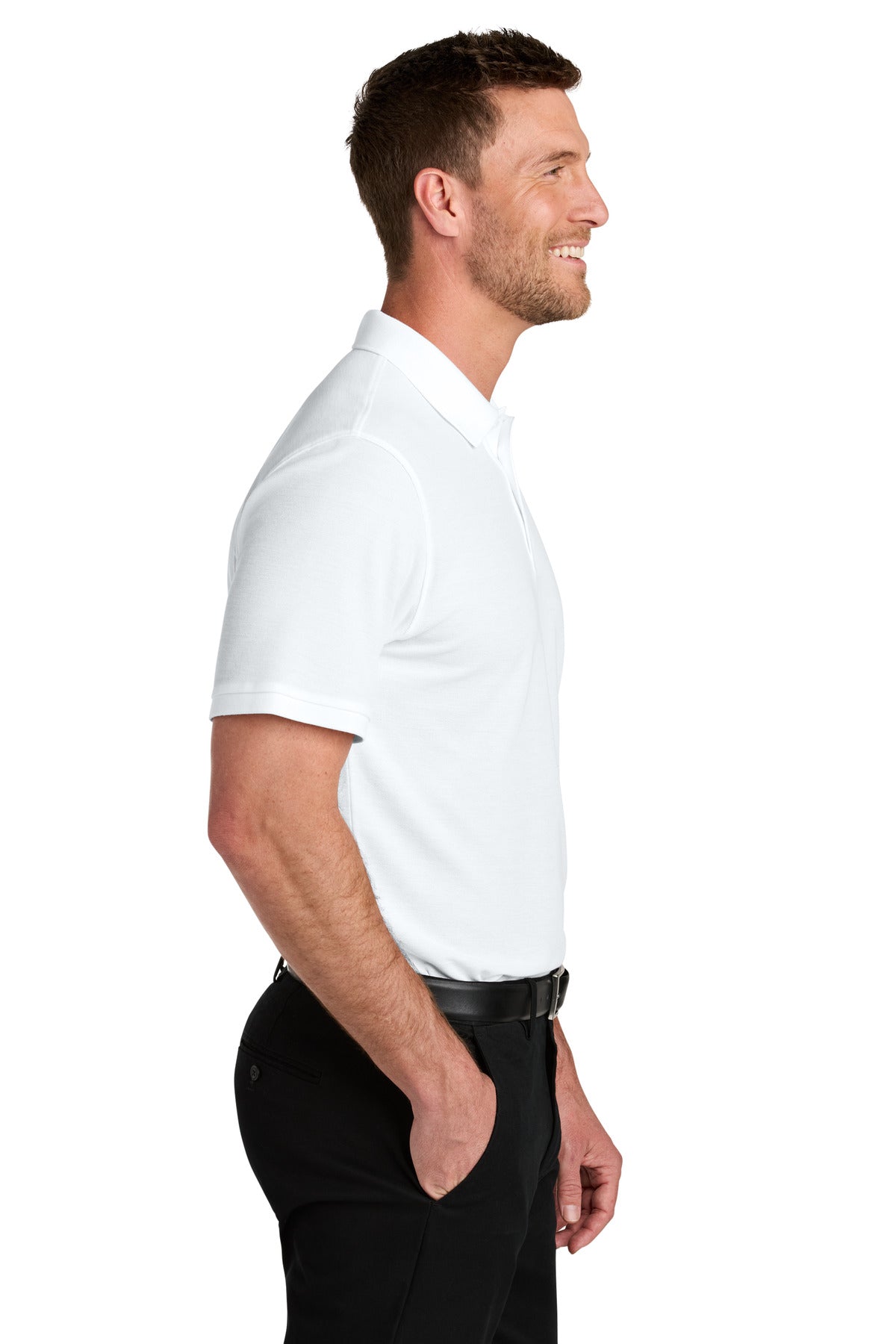 White Port Authority Tall Wearever Signature Pique Polo TLK200