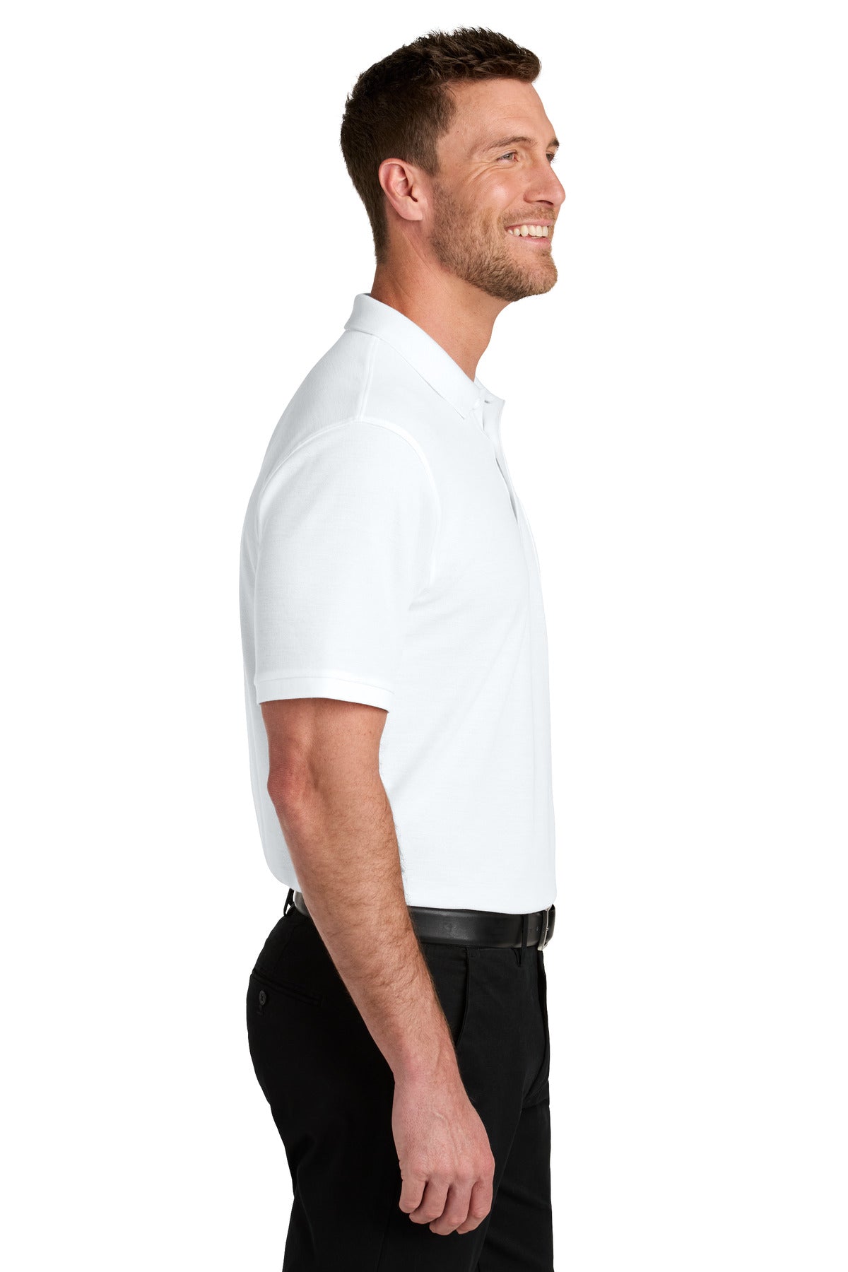 White Port Authority Wearever Signature Pique Pocket Polo K200P