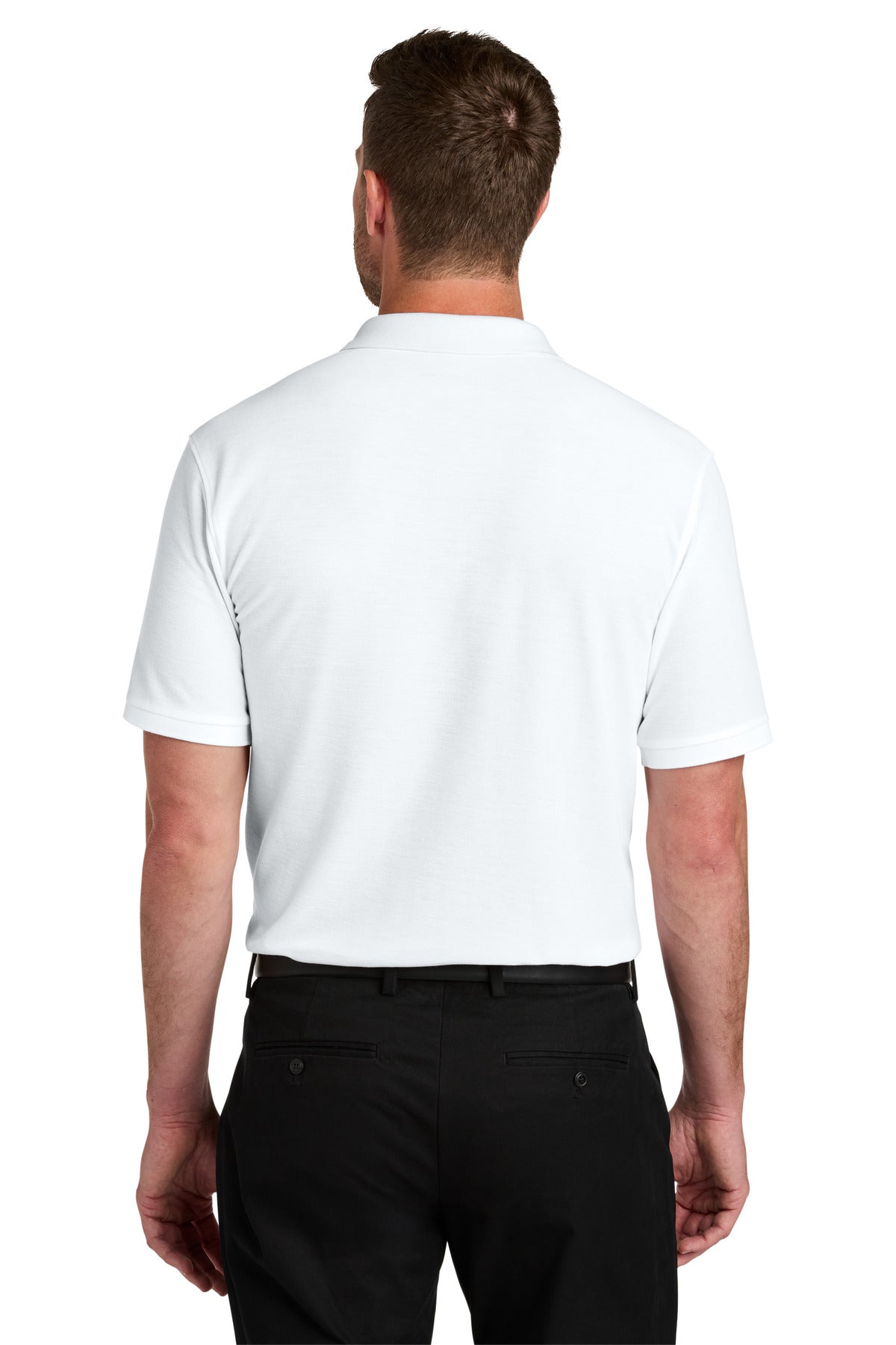White Port Authority Wearever Signature Pique Pocket Polo K200P