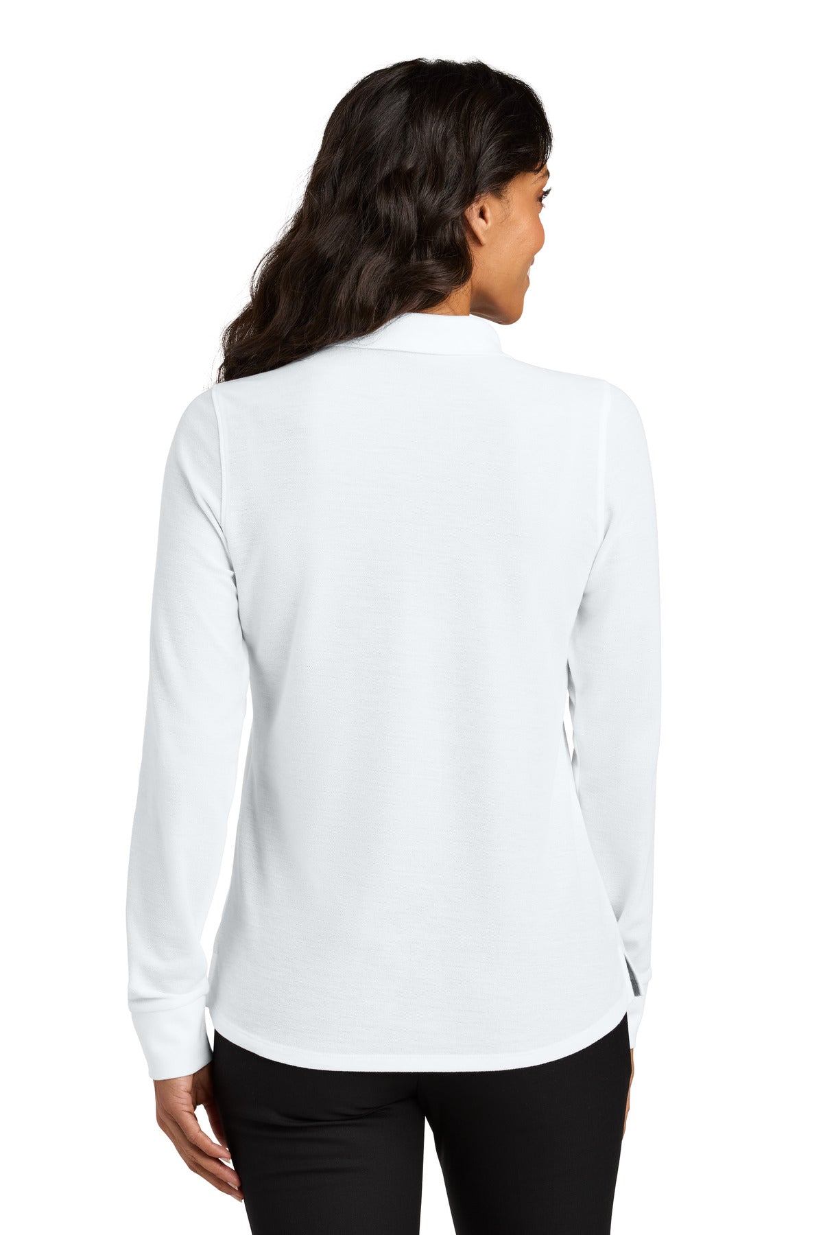 White Port Authority Women's Wearever Signature Pique Long Sleeve Polo LK200LS