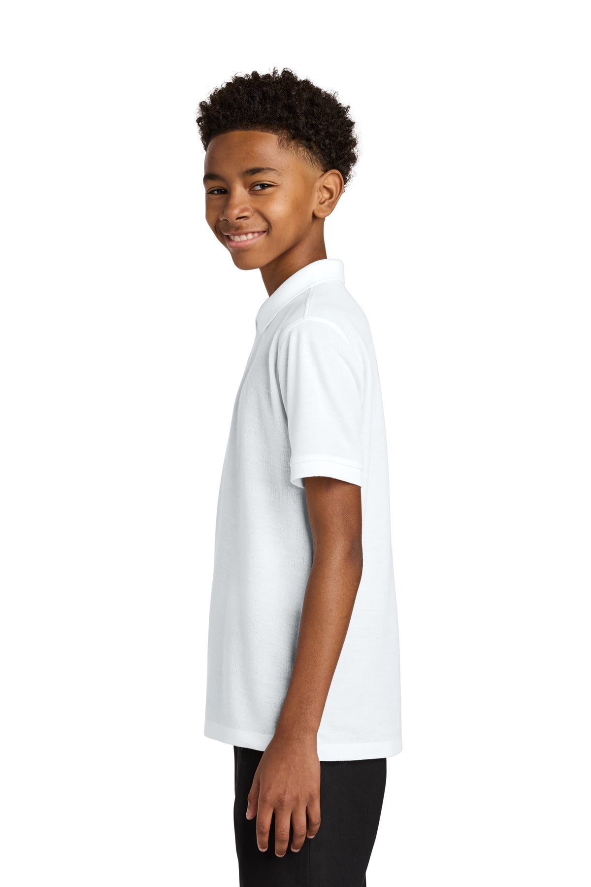 White Port Authority Youth Wearever Signature Pique Polo Y200