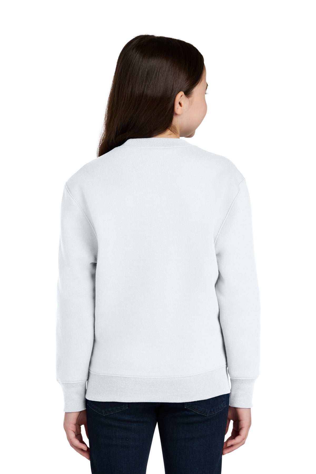White Port & Co Youth Core Fleece Crewneck Pocket Sweatshirt PC78YPKT
