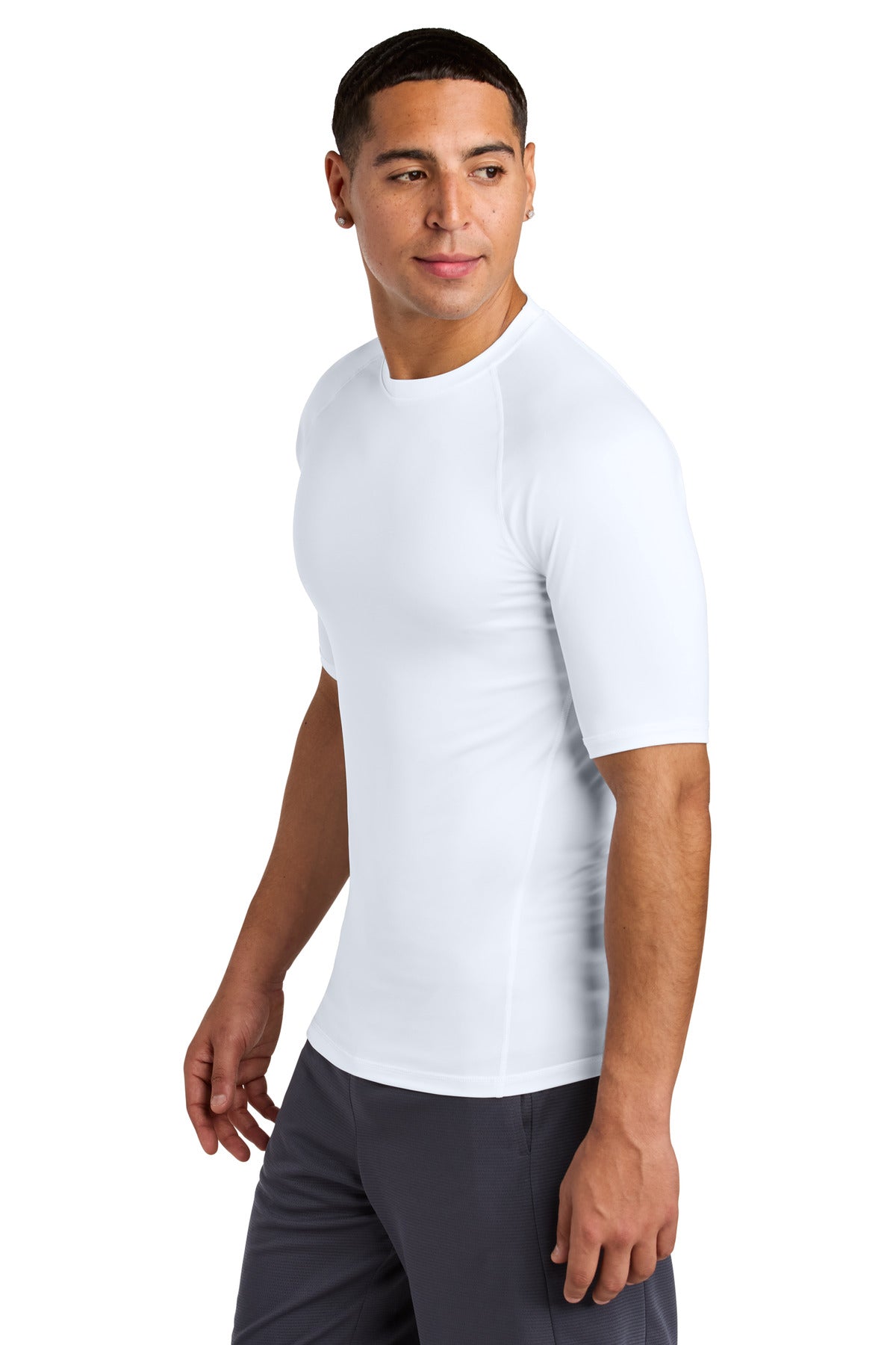 White Sport-Tek PosiCharge Compression 1/2-Sleeve Tee ST120