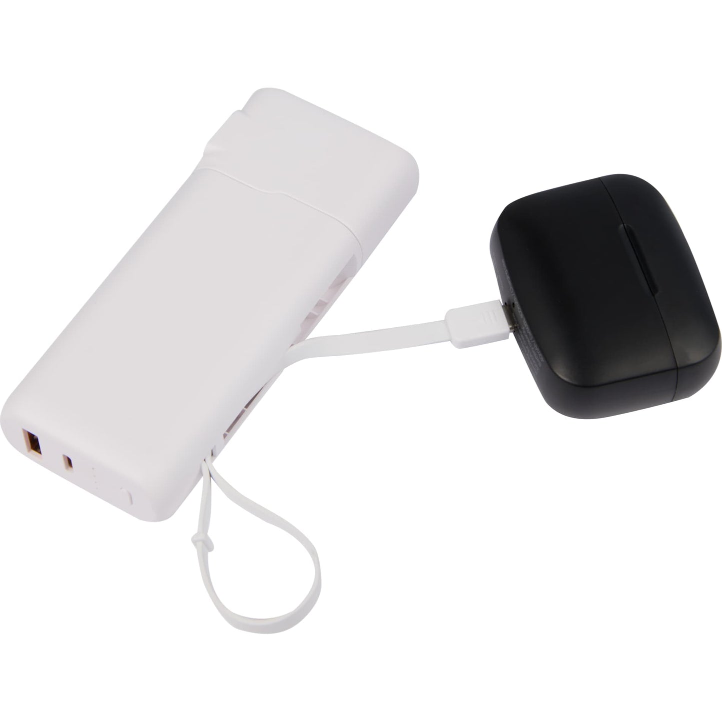 White UL Listed 10,000 mAh 20W PD Power Bank with AC Plu plain
