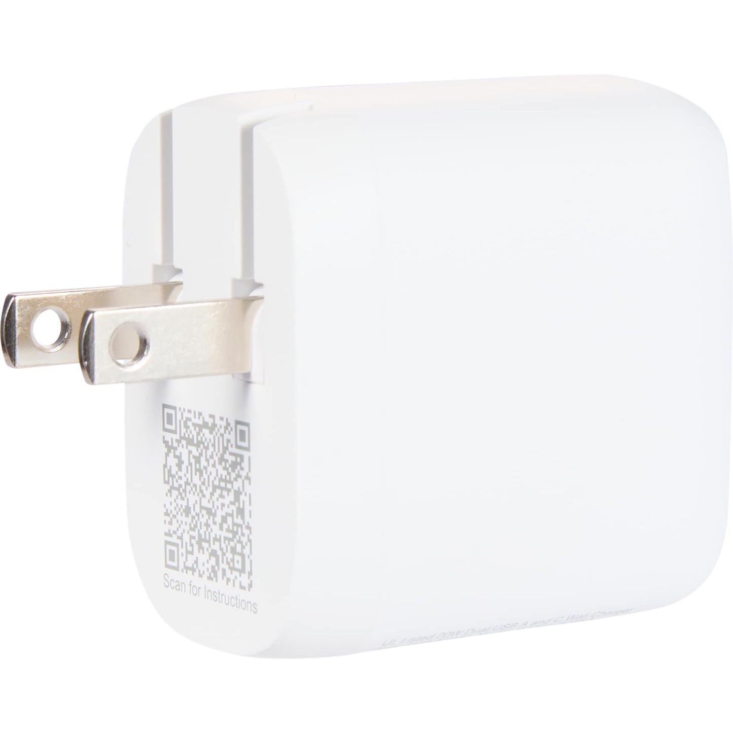 White UL Listed 20W Dual USB A and C Wall Charger plain