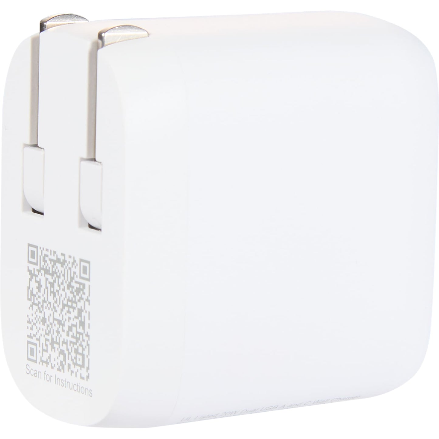 White UL Listed 20W Dual USB A and C Wall Charger plain
