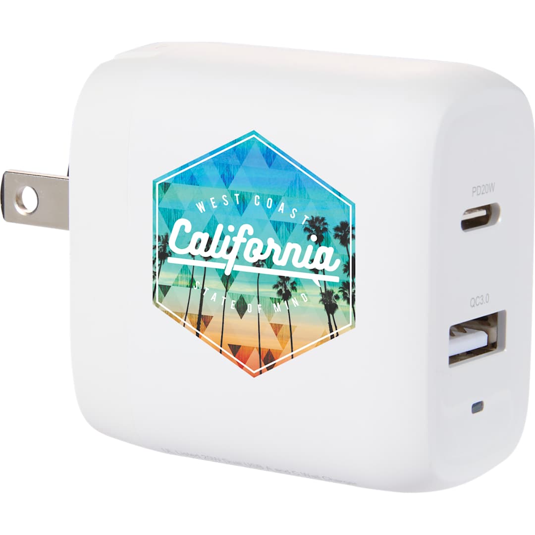 White UL Listed 20W Dual USB A and C Wall Charger