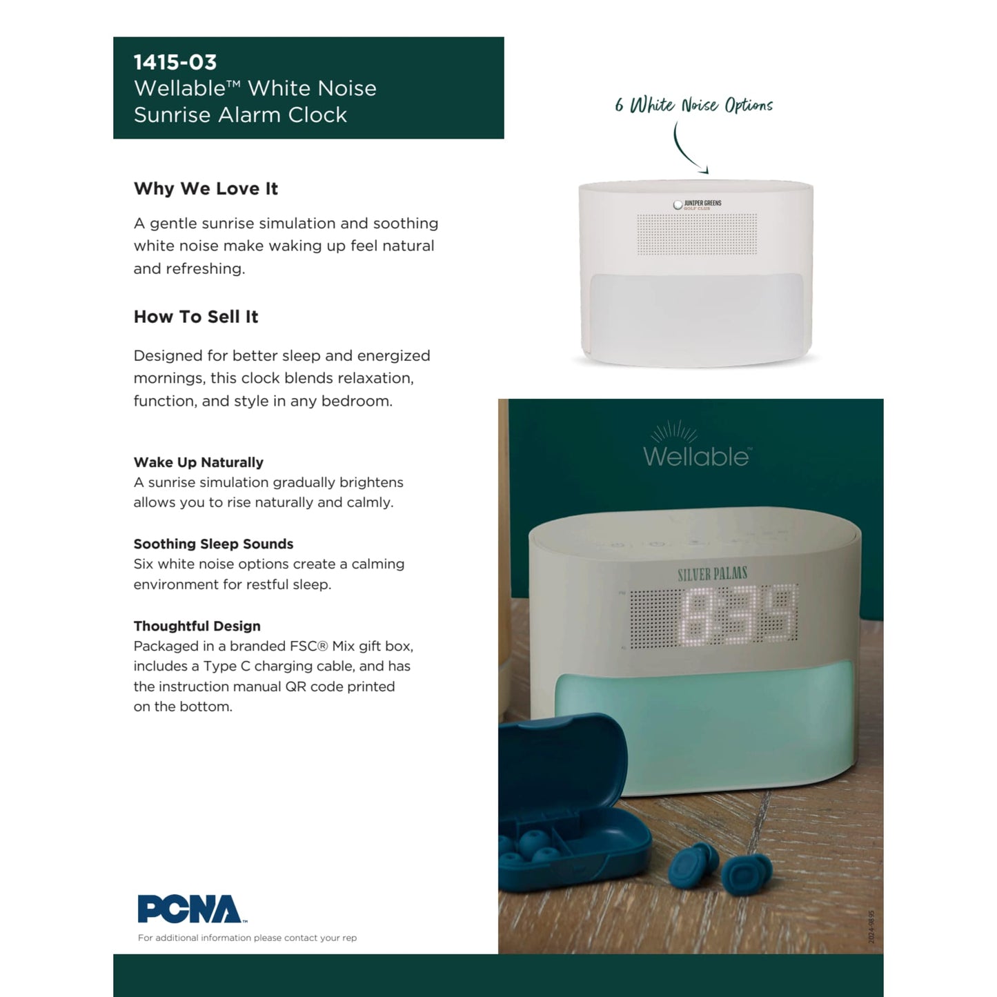 White Wellable™ White Noise Sunrise Alarm Clock